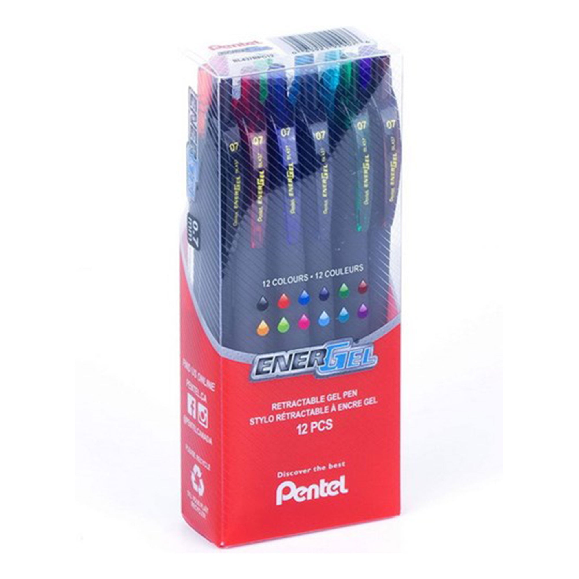12 Pack Pentel EnerGel Liquid Gel Ink Pens - Assorted Colors (0.7mm) for Smooth Writing - Perfect for Office, School, Note Taking & Journaling