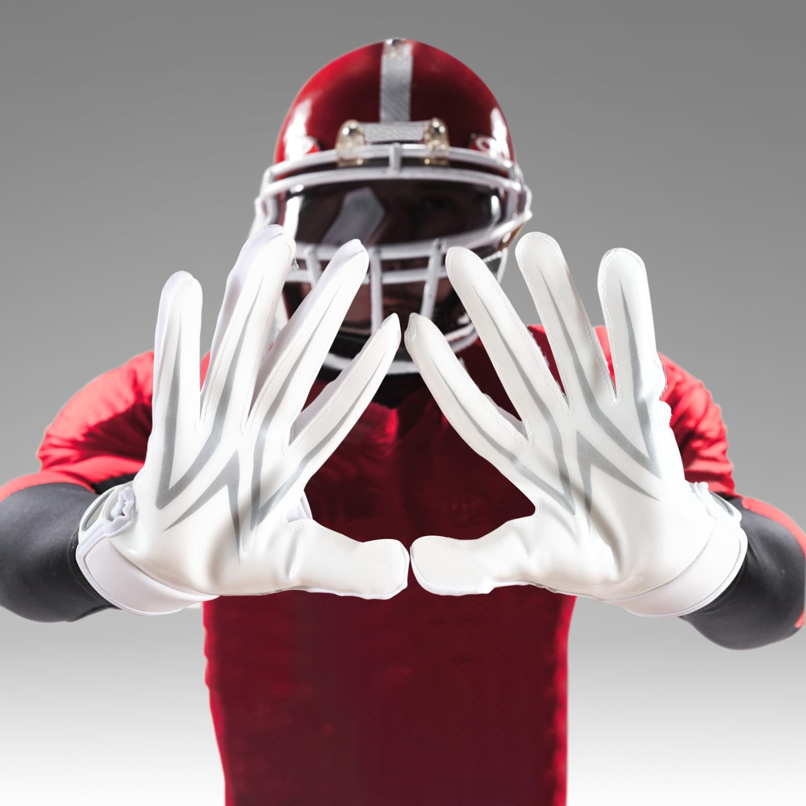 Best Football Gloves for Men, Women & Youth - Ultra Sticky Silicone Palm Grip Receiver Gloves for Enhanced Performance (White) - Perfect for Training, Games & Competitive Play