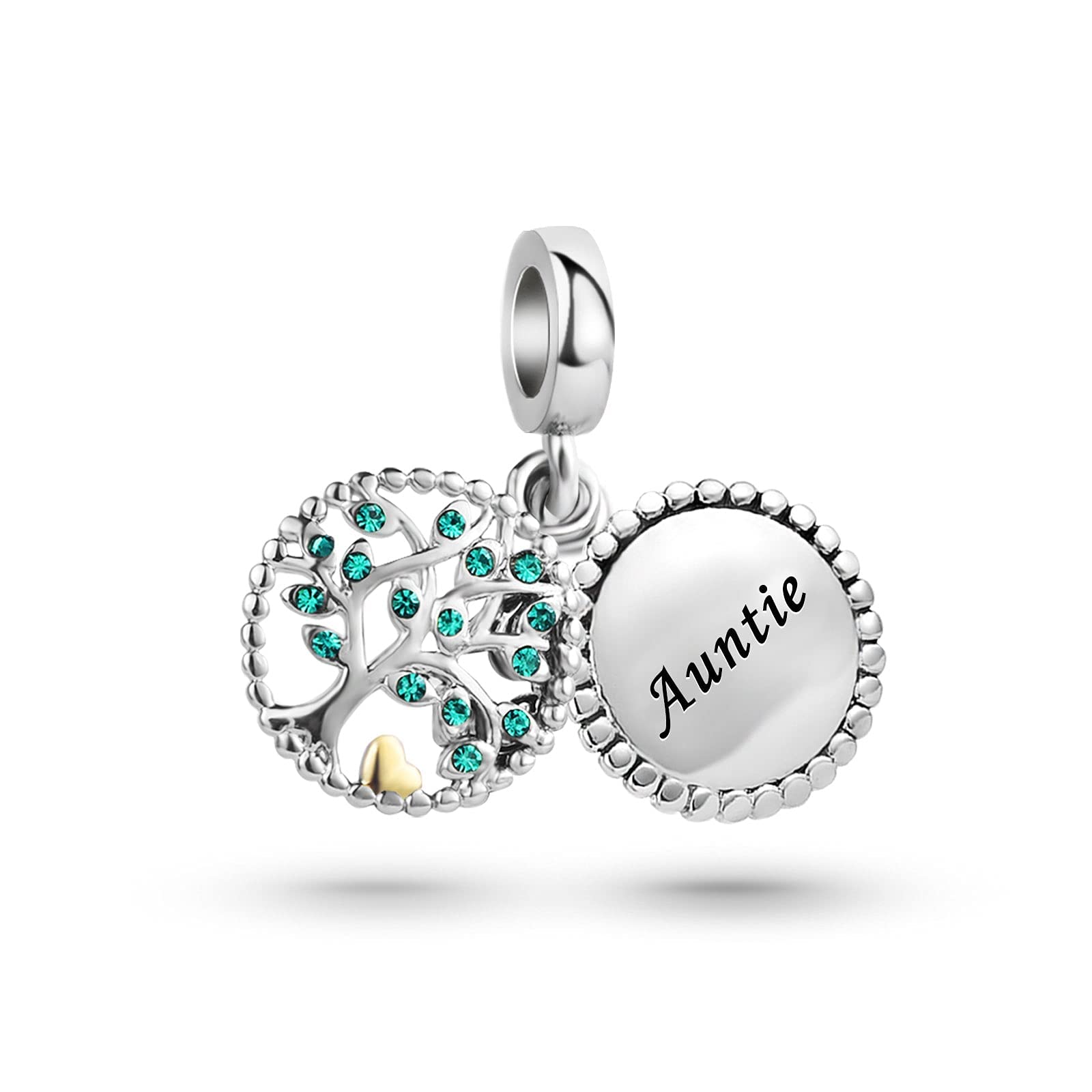 KunBead Family Tree Dangle Bead Charm - Meaningful Birthday Gift for Aunt from Niece | Perfect for Mother's Day, Christmas & Family Celebrations