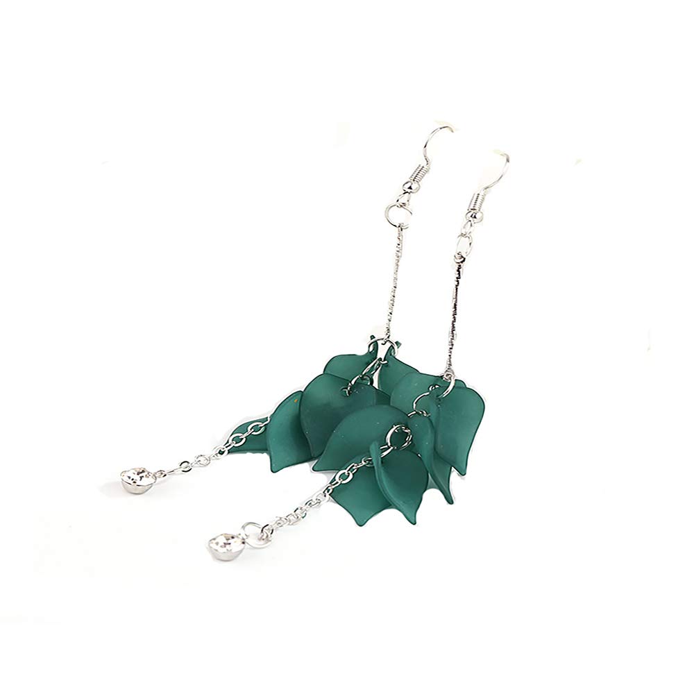 Colorful Acrylic Leaves Long Tassel Drop Earrings for Women - Candy Color Cluster Feather Dangle Jewelry - Perfect for Parties, Weddings & Everyday Wear