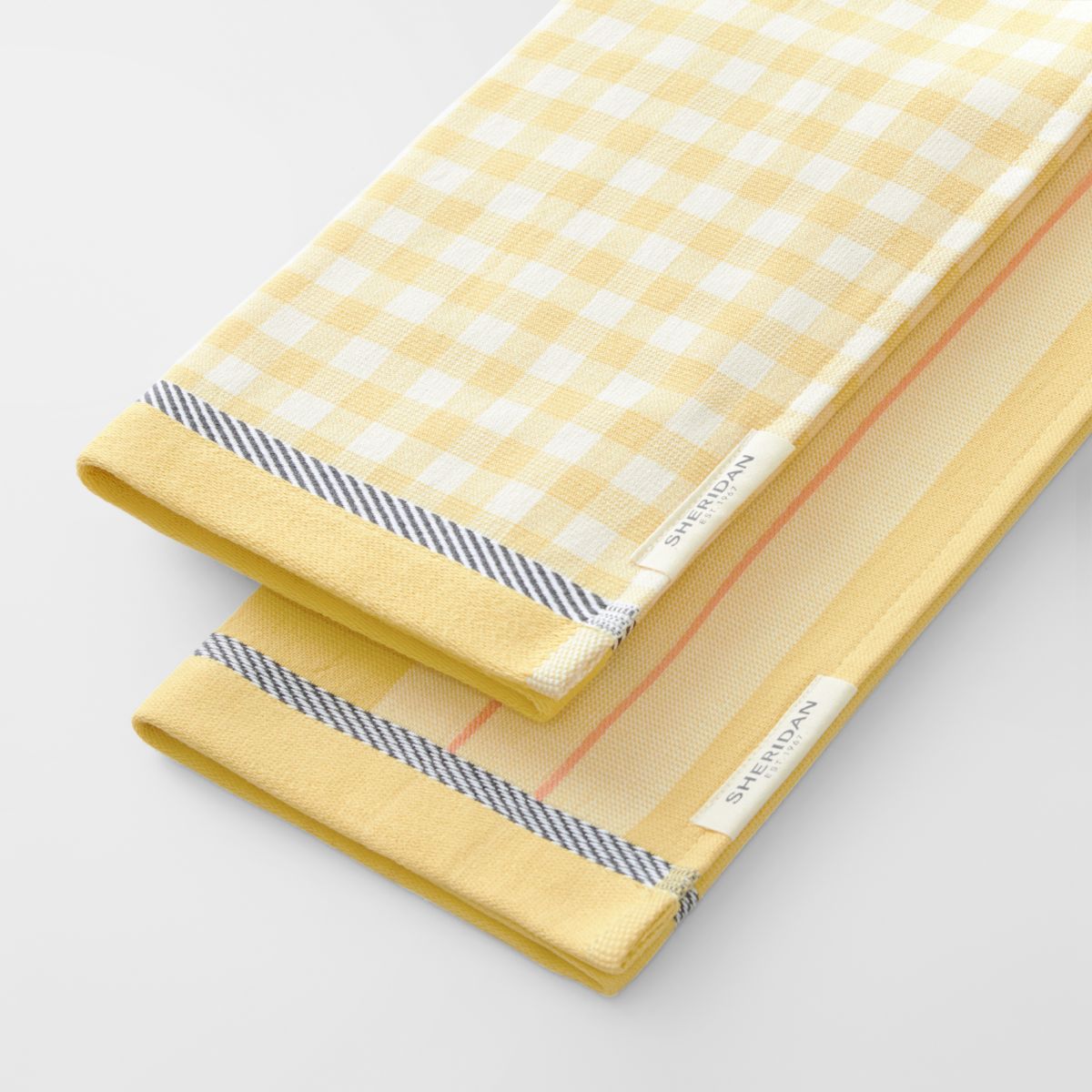 Sheridan Honey Gold Tea Towel Set - 2 Pack, Premium Cotton Kitchen Towels for Drying Dishes, Cleaning & Decor - Perfect for Home, Kitchen & Gifting