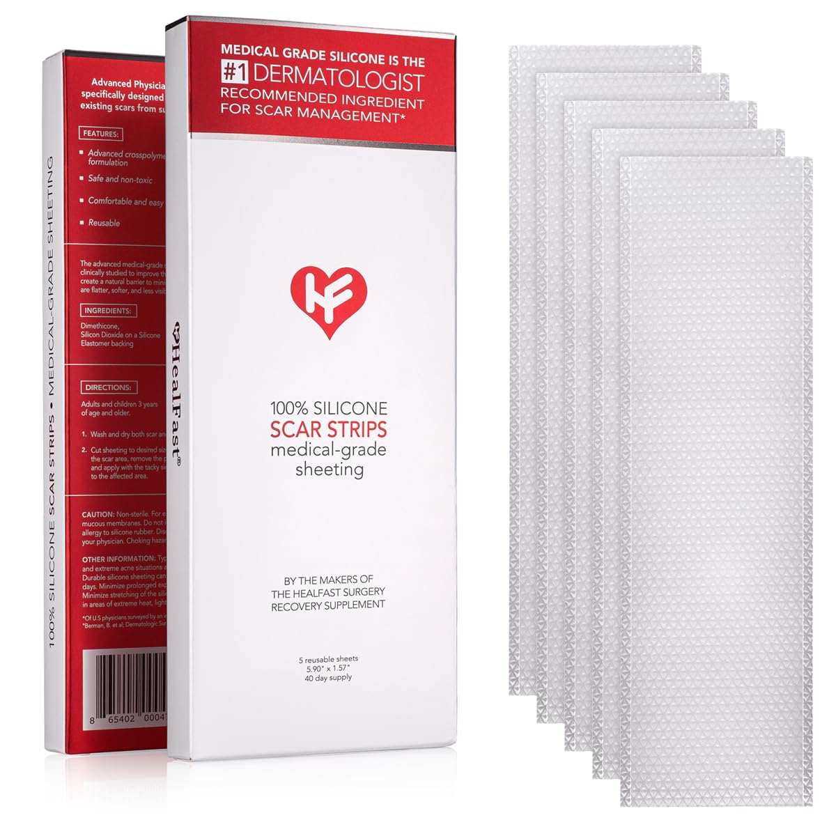Physician Formulated Silicone Scar Sheets - Medical Grade Silicone Scar Strips for Surgery, C-Section, Keloids & Hypertrophic Scars - Advanced Crosspolymer Scar Treatment (5 Sheets) - Perfect for Post-Surgery Recovery & Daily Scar Care