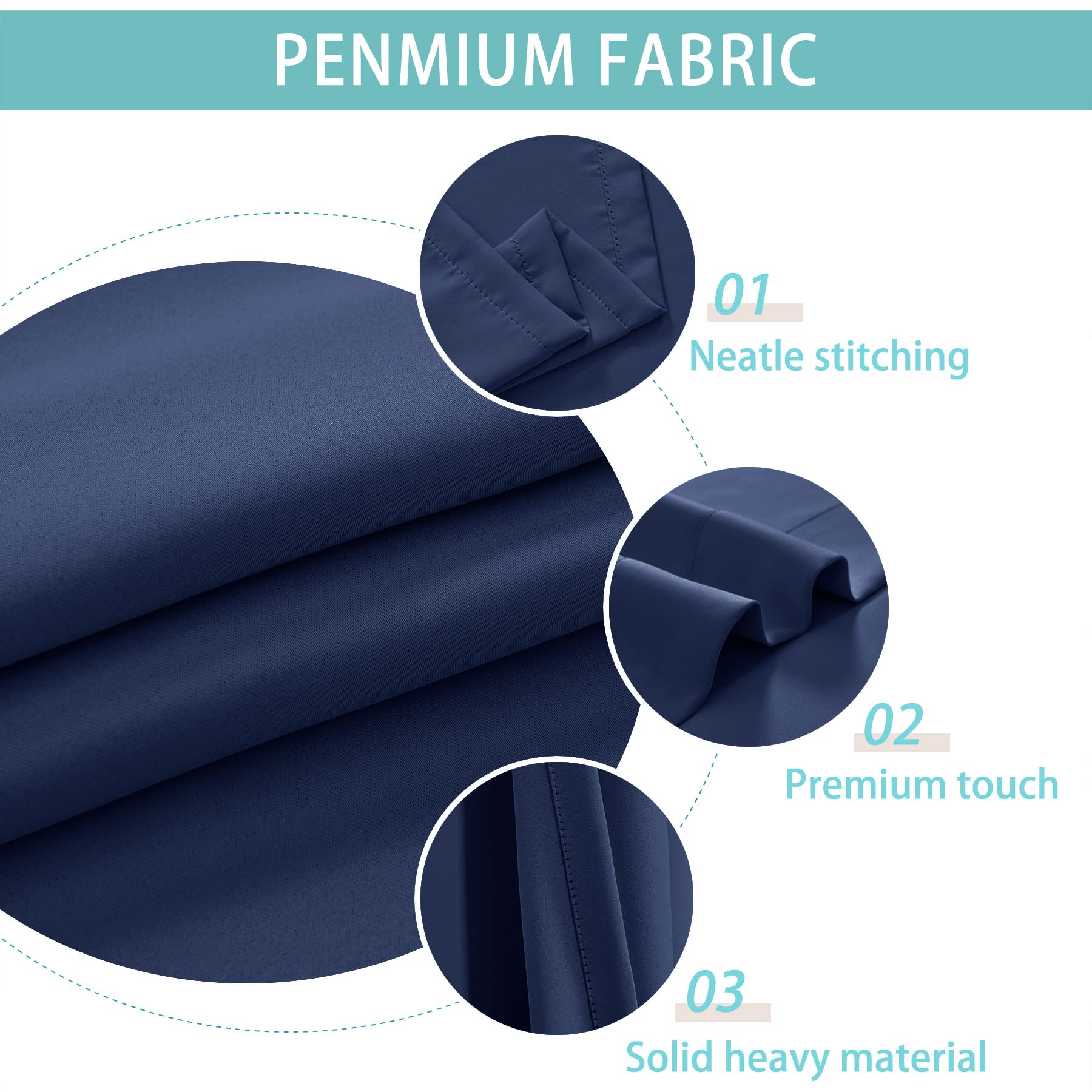 Macochico Outdoor Curtains - Windproof & Waterproof Navy Patio Drapes with Top/Bottom Grommets - 50x96 Inch (2 Panels) for Pergola, Garden, Gazebo, Porch & Cabana - Perfect for Sun Protection, Privacy & Outdoor Decor