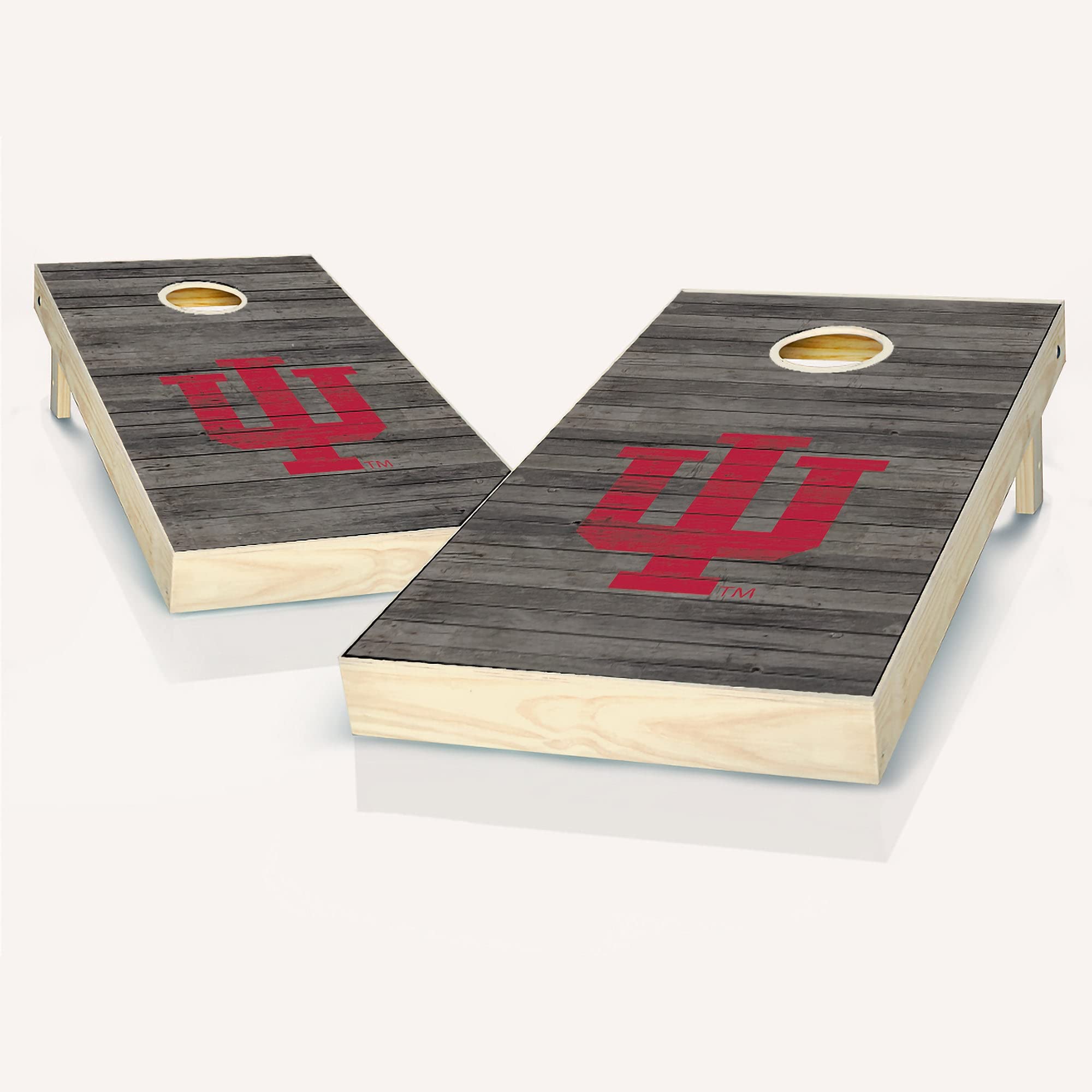 Premium Indiana Distressed Look Cornhole Game Set - 2 Wooden Boards & 8 Bean Bags for Outdoor Tailgating, Backyard Parties, and Family Fun