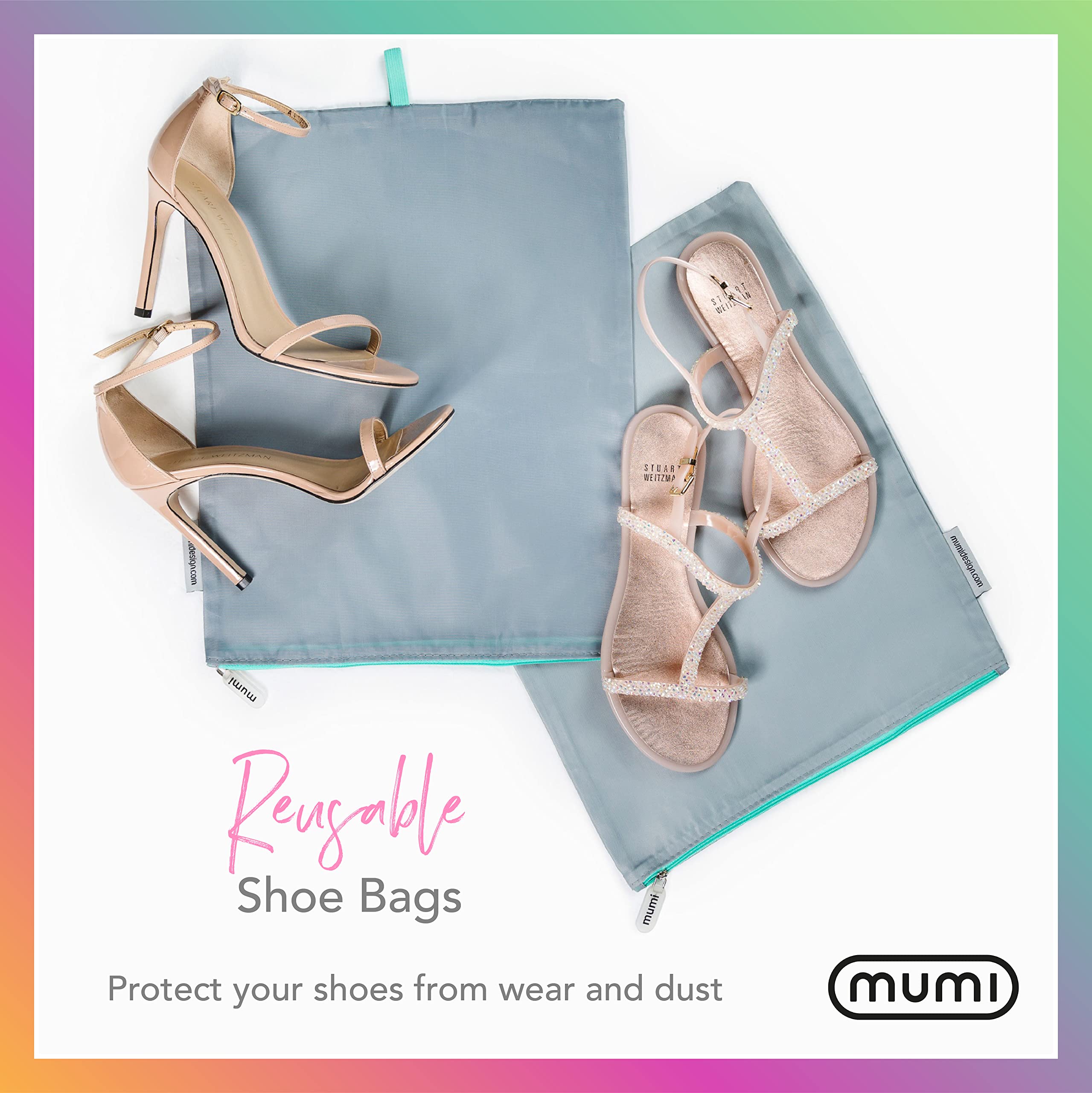 MUMI Waterproof Shoe Bags for Travel - Set of 2 Lightweight Shoe Organizers for Gym, Luggage & Closet Storage | Durable Shoe Packing Bags for Men & Women (Yellow) | Perfect for Air Travel, Sports Gear & Home Organization