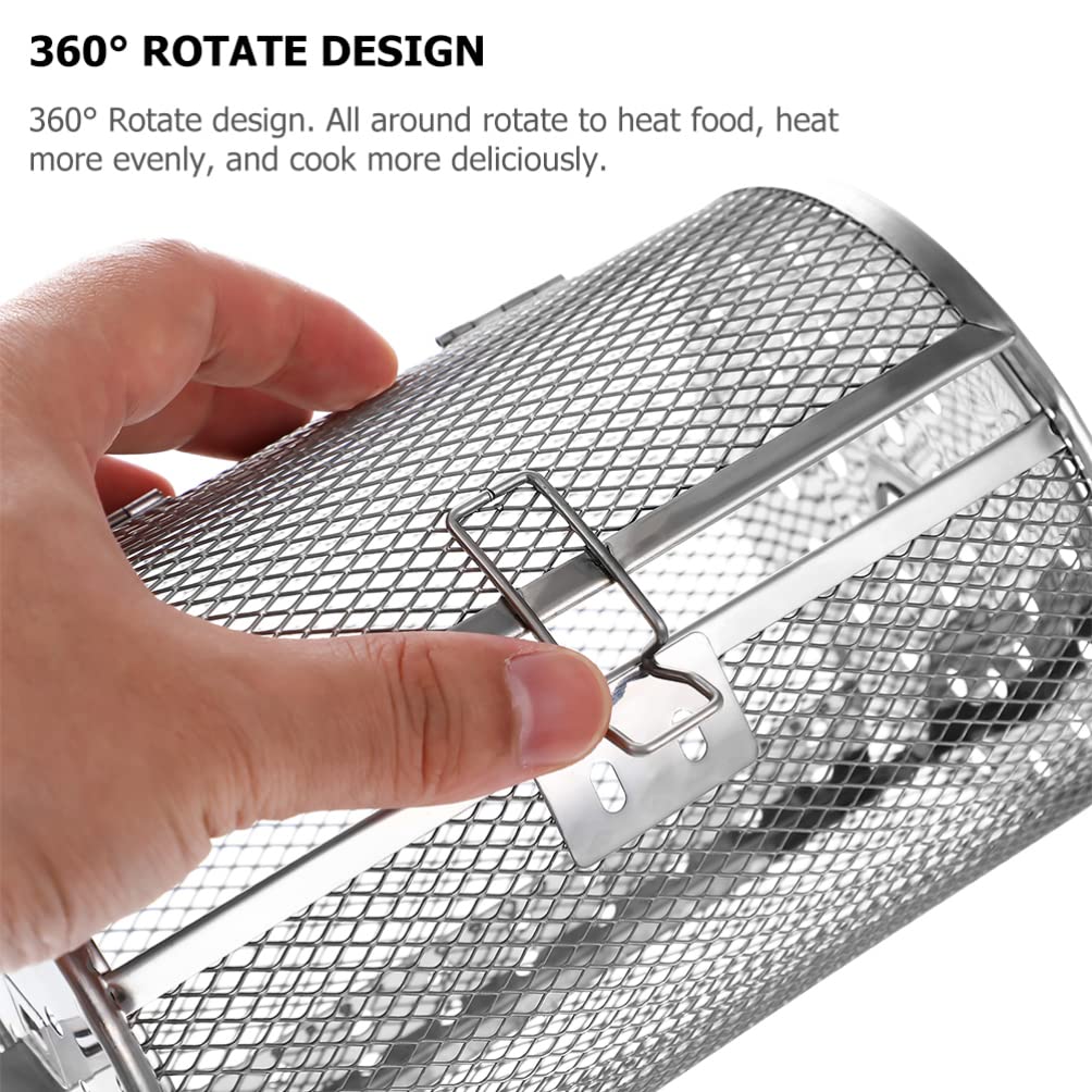 Stainless Steel Rotisserie Grill Roaster Drum & Air Fryer Basket - Oven Rack for Peanuts, Nuts, Coffee Beans, BBQ - Perfect for Home Kitchen, Camping & Outdoor Cooking