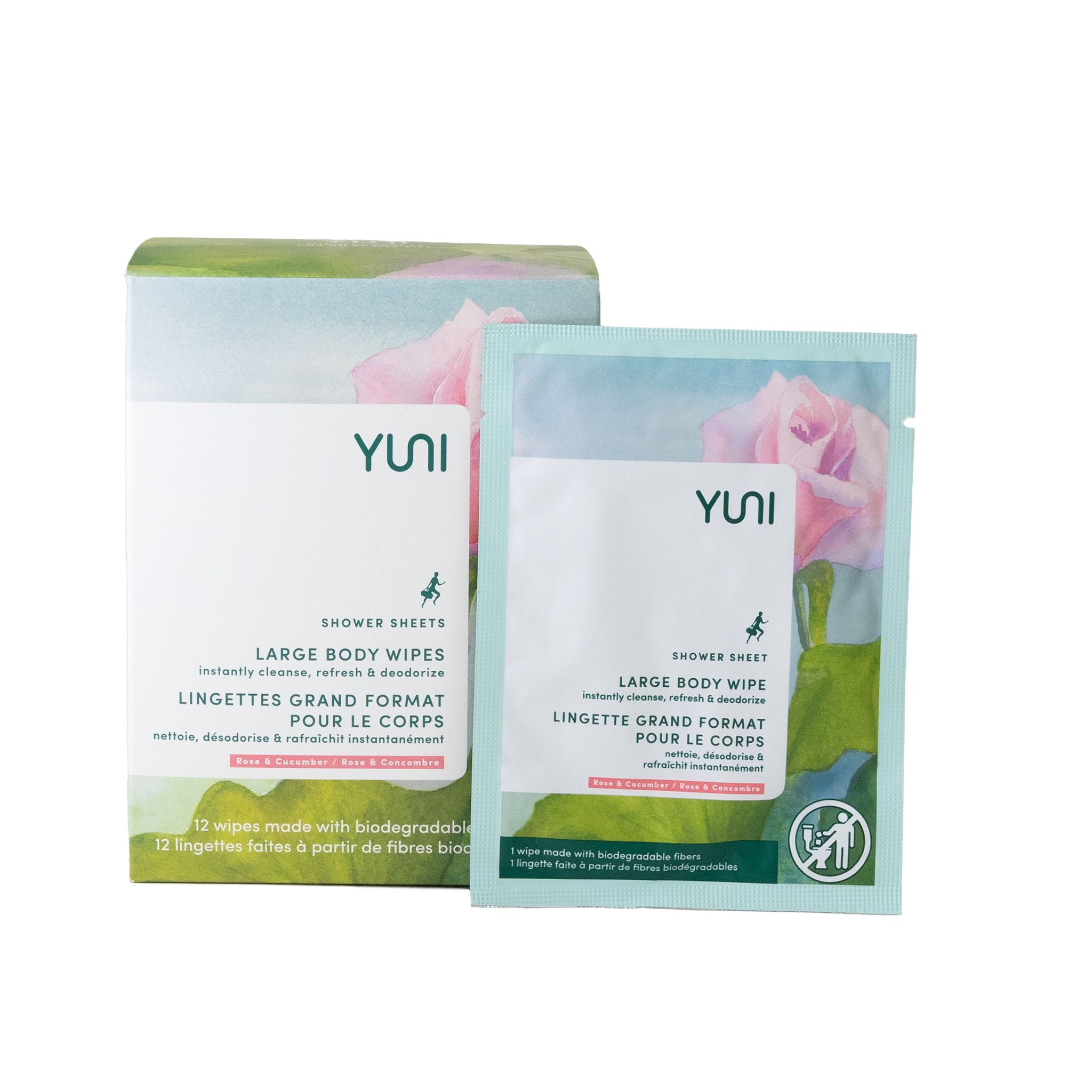 Rose Cucumber Shower Sheets - Refreshing & Hydrating Body Wipes for Travel, Gym & Outdoor Activities