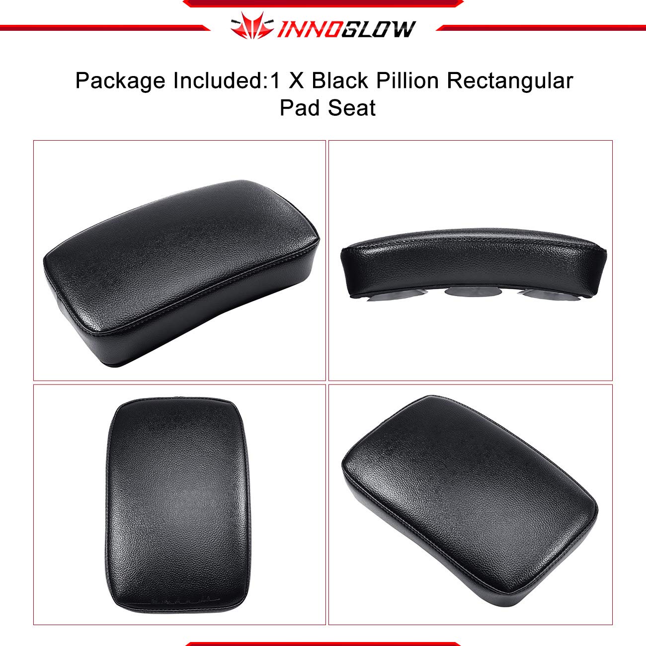 INNOGLOW Motorcycle Seat Pad for Harley Cruiser - Comfortable Passenger Cushion with 6 Suction Cups for Long Rides