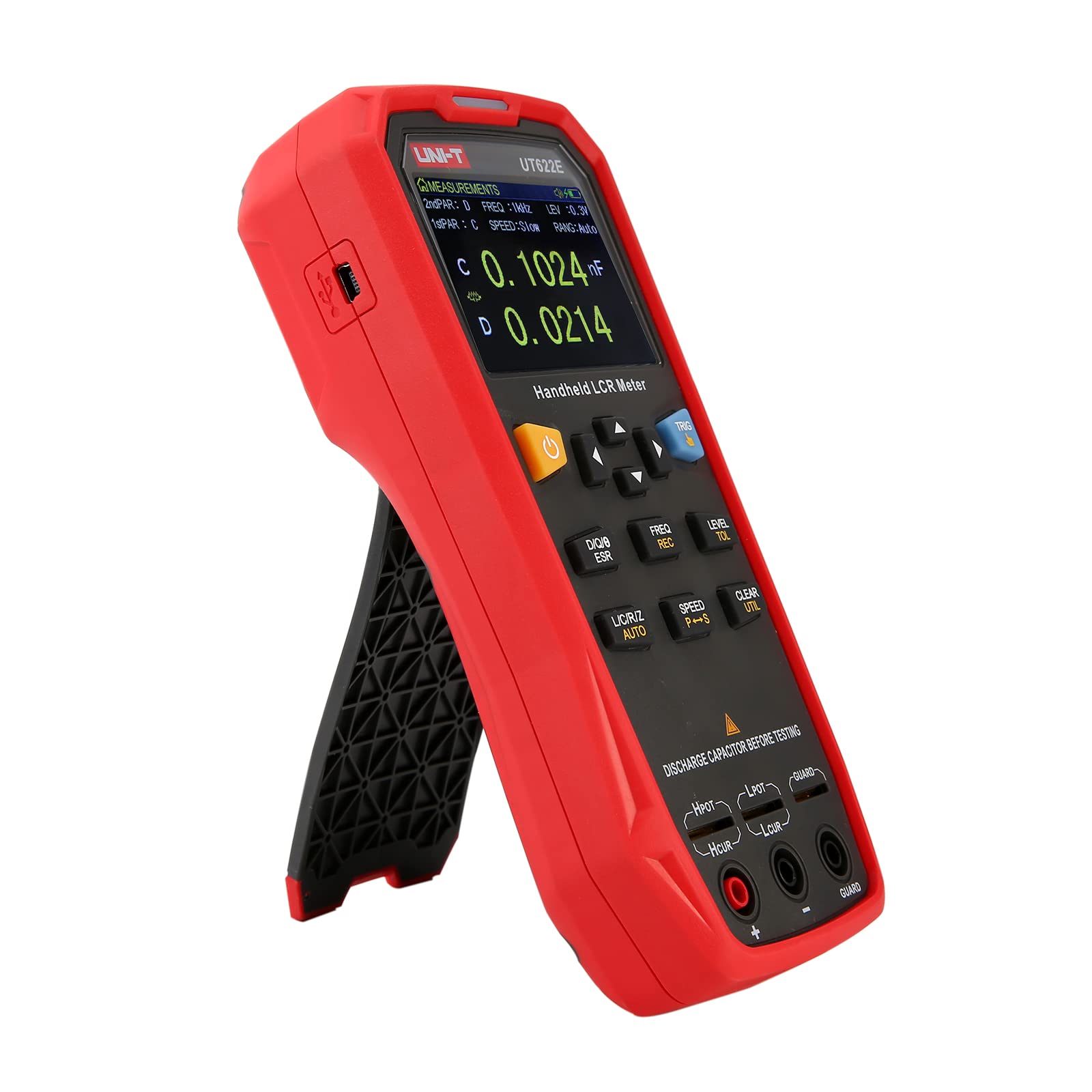 UNI-T UT622E Handheld Digital LCR Meter - High Precision Inductance Capacitance Resistance Tester with Backlight & Data Hold | Professional ESR, Ohm & Frequency Measurement for Industrial Components & Capacitor Testing | Ideal for Electronics Repair, Lab Testing & Quality Control