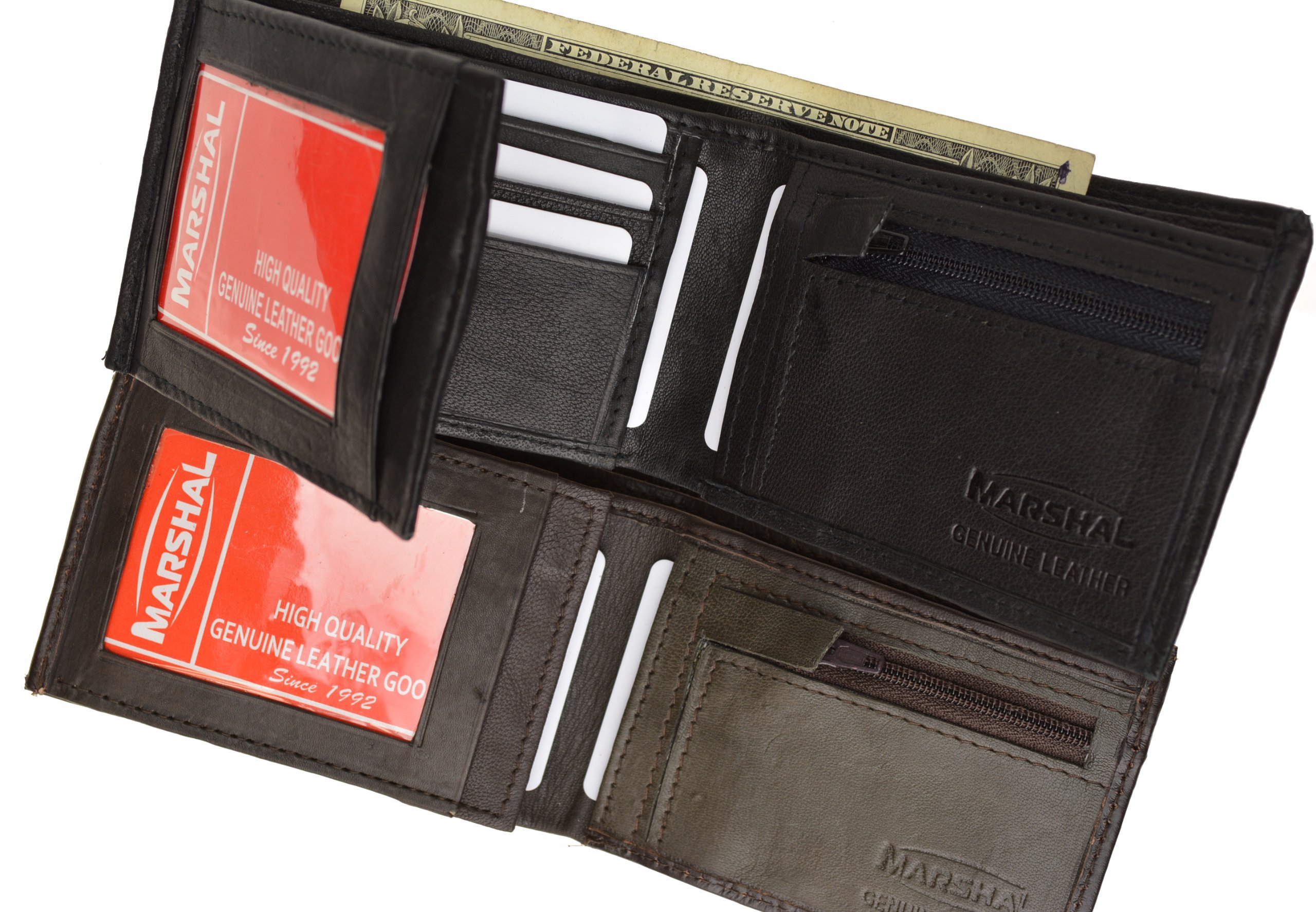 Premium MARSHAL Genuine Leather Flap Wallet for Men - Slim RFID Blocking ID & Credit Card Holder - Perfect for Travel, Business, and Everyday Use
