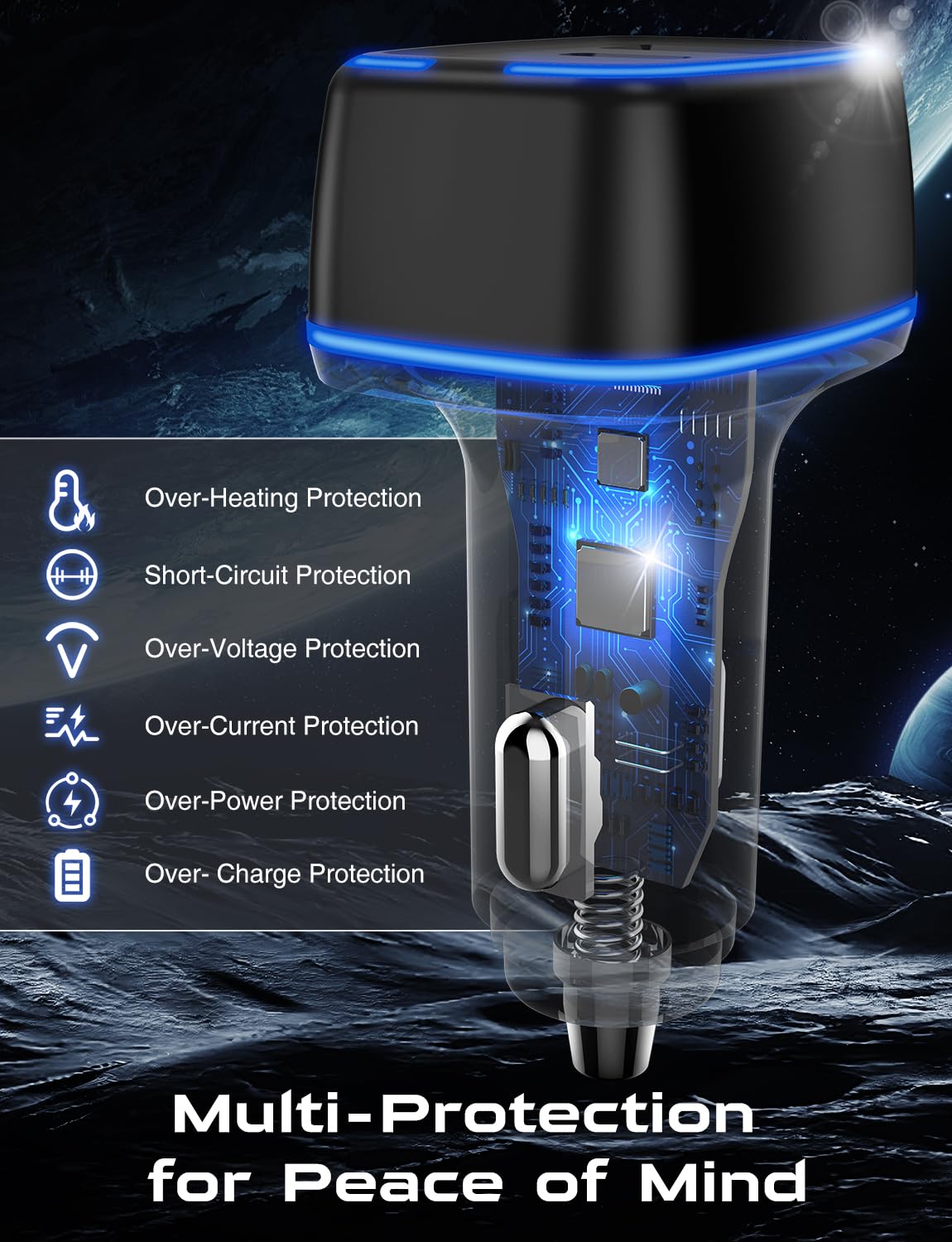 3-Port USB C Car Charger with PD - Super Mini Cigarette Lighter Adapter (2-Pack) - Fast Charging for iPhone 16/15 Pro Max, Galaxy S25/S24, iPad, Pixel & Android Phones - Perfect Travel Accessory for Road Trips & Commuting