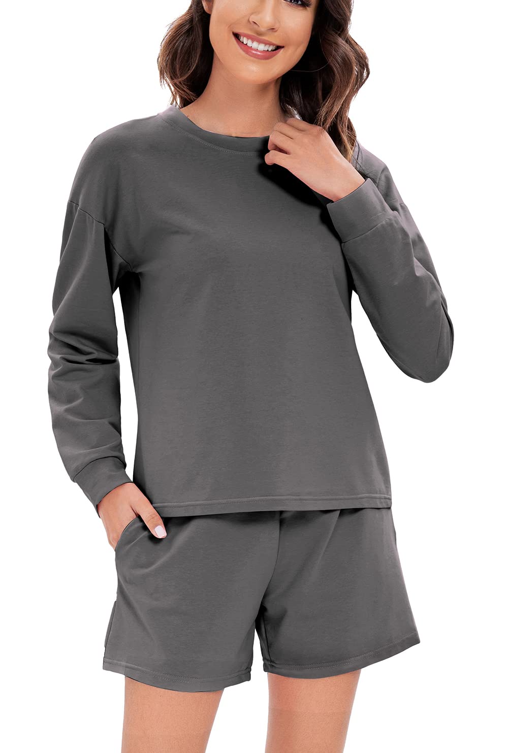Women's Long Sleeve Pajama Set with Shorts - Comfy Loungewear for Sleep & Relaxation