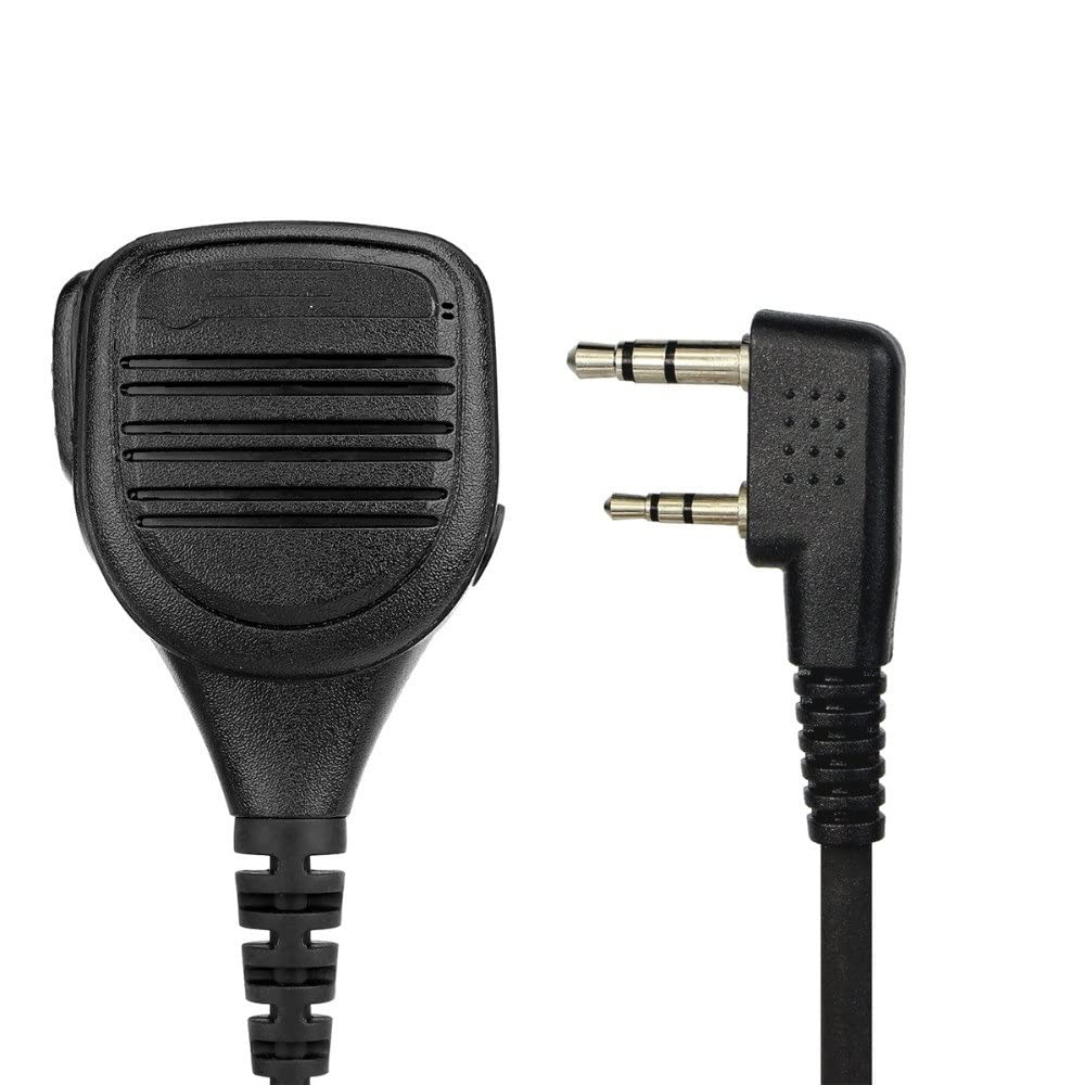 ARSMI IP54 Waterproof Speaker Microphone with Headset Jack & PTT Button - Compatible with Kenwood, Baofeng UV-5R, UV-82 Walkie Talkies - Ideal for Outdoor Adventures, Construction Sites & Emergency Communication
