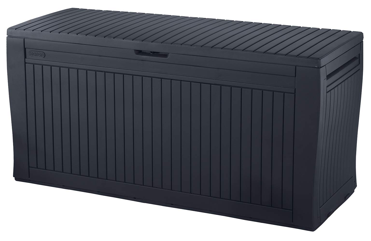 Keter Comfy Deck Box Grey - Outdoor Storage Bench for Patio, Garden & Backyard - Weather-Resistant & Durable Deck Storage Solution for Cushions, Pillows & Outdoor Accessories