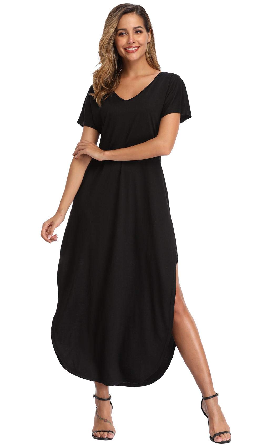 Floral Print Women's Maxi Dress - Long Casual Summer Dress with Pockets for Beach, Party & Vacation | Lightweight Flowy Boho Dress for Outdoor Events, Travel & Date Night