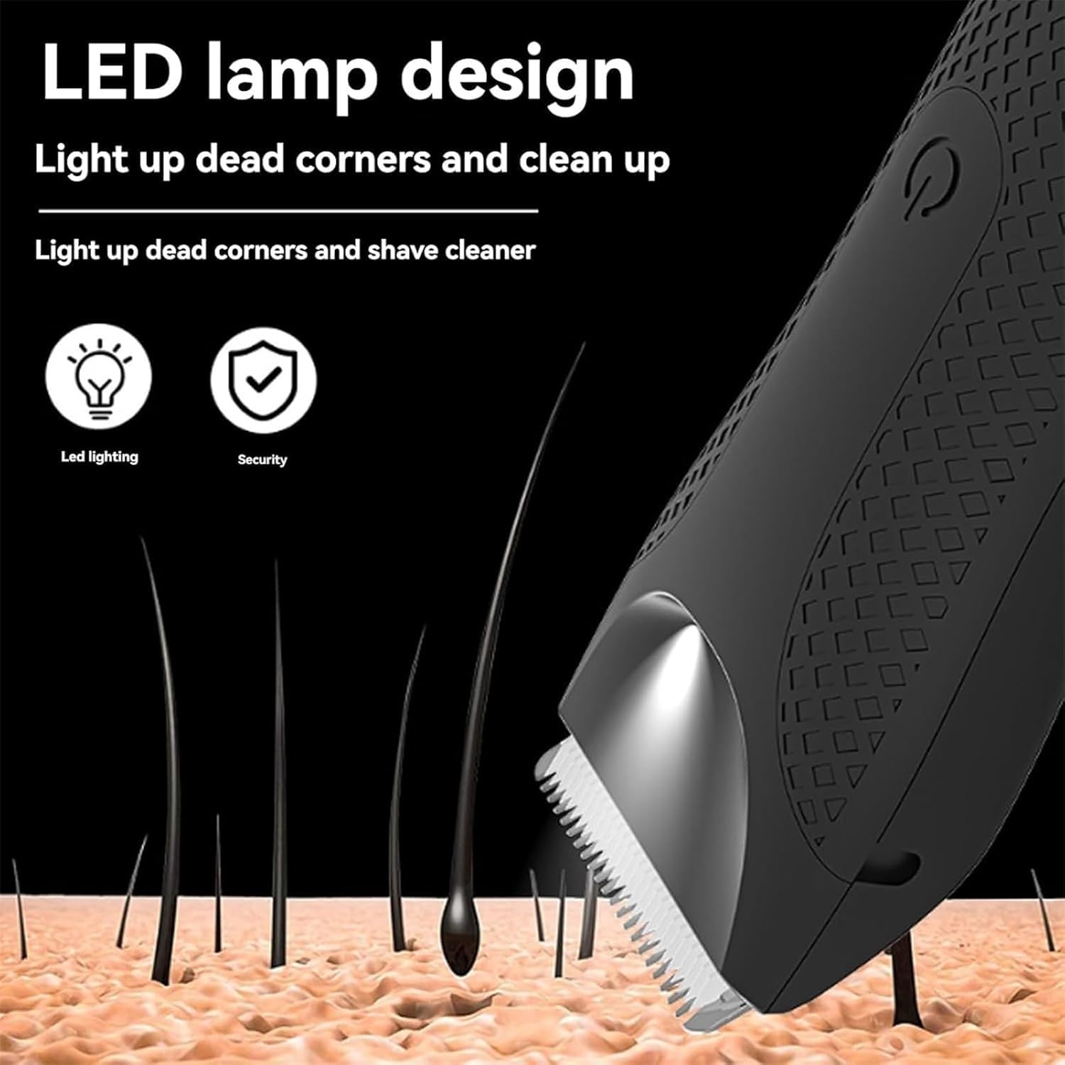 VRSGS Electric Body Hair Trimmer for Men - Waterproof Cordless Body Shaver with LED Light for Chest, Back, Leg & Groin Hair Removal - Perfect for Travel, Gym & Home Use