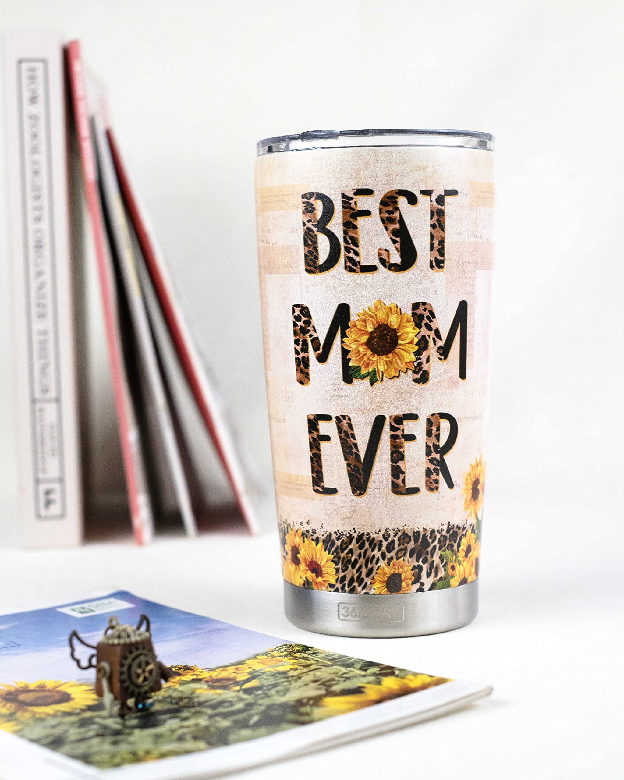 Best Mom Ever Gifts - 20oz Insulated Tumbler with Straw & Inspirational Bangle Bracelet Set - Perfect Birthday, Mother's Day, Christmas Gift from Daughter or Son - Thoughtful Present for Mom, Grandma, Wife - Great for Coffee, Tea & Daily Motivation