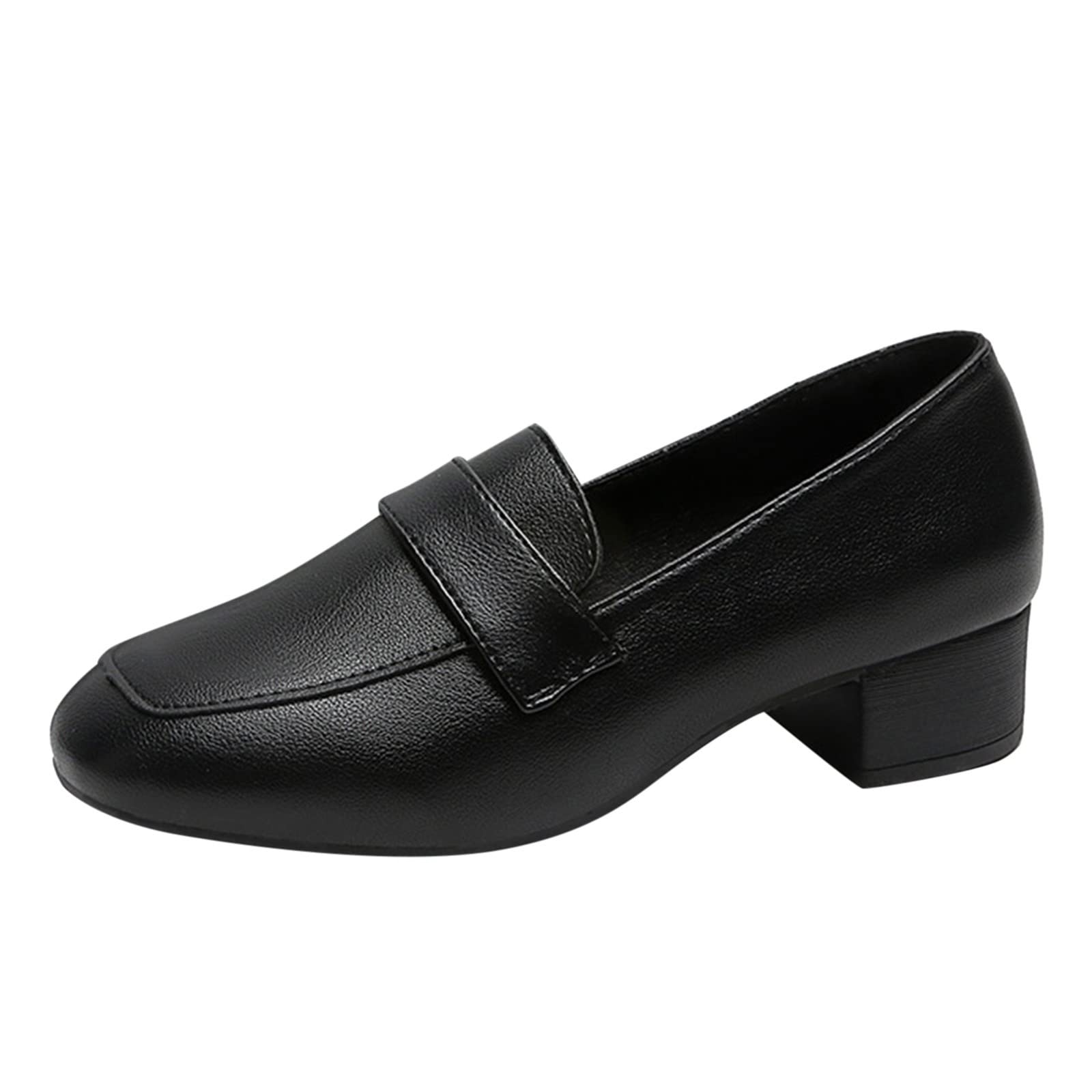 YSJZBS Women's & Men's Breathable Lace-Up Chunky Heel Casual Shoes - Lightweight Comfortable Work Shoes with Wool Lining for Office, Walking & Daily Wear