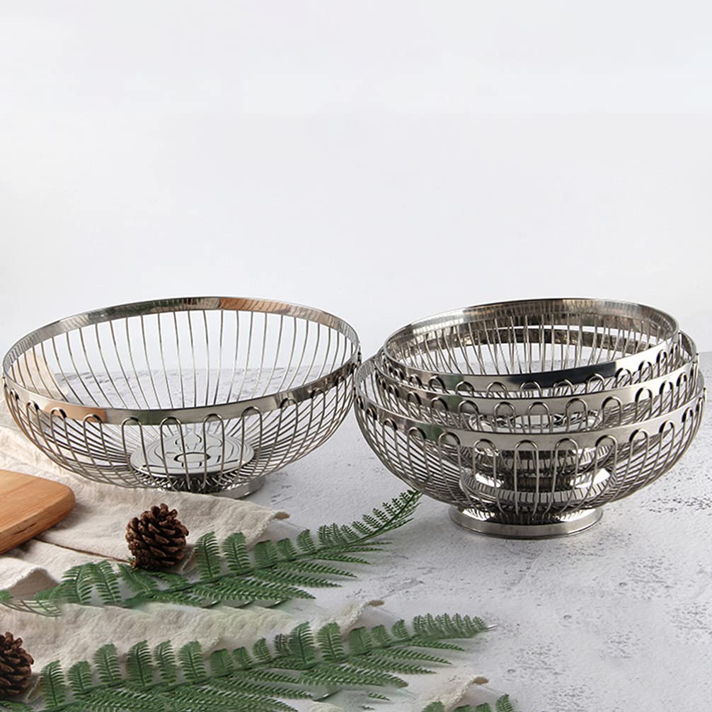 DOITOOL Black Wrought Iron Fruit Basket - Rustic Metal Wire Bowl for Fruits, Vegetables, Bread & Kitchen Storage - Durable Colander & Stand for Countertop, Dining Table & Pantry Organization
