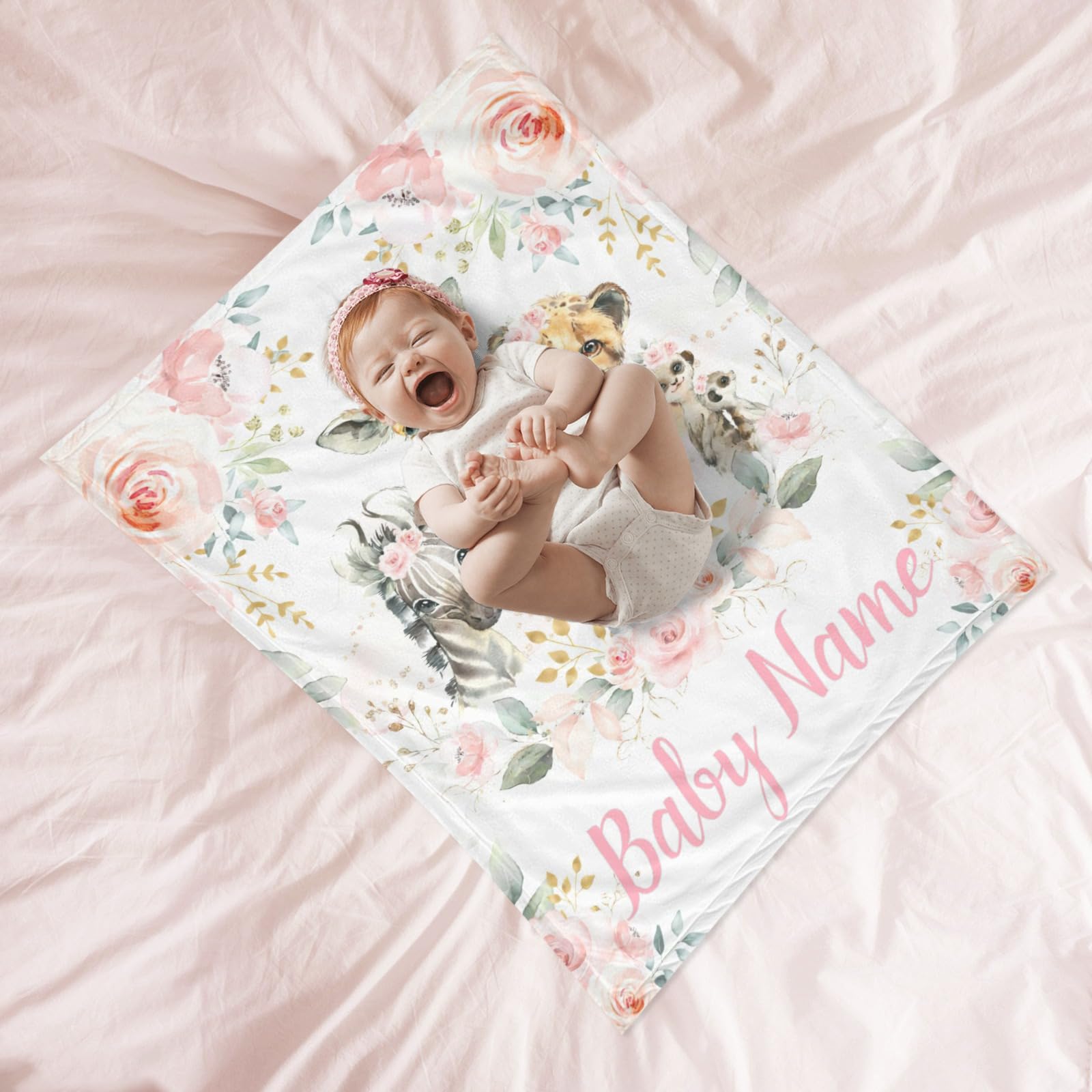 Personalized Baby Blanket with Name - Custom Elephant Blanket for Boys & Girls | Super Soft Newborn Blanket | Neutral Nursery Decor | Perfect Baby Shower Gift & Cozy Nursery Essential