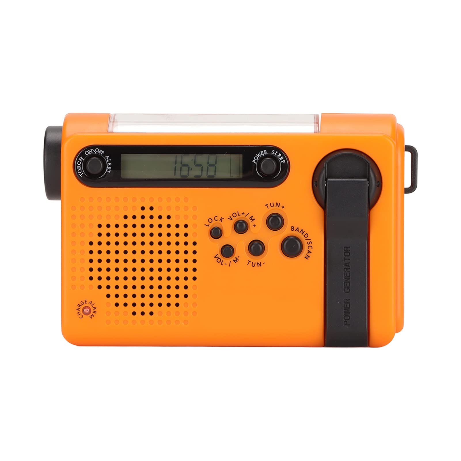 Solar Powered Emergency Radio with 0.7W Solar Panel, 3.0V-4.2V Output & Large Capacity Memory - ABS Portable Weather Radio for Hiking, Camping, Outdoor Survival & SOS Emergency (Orange)