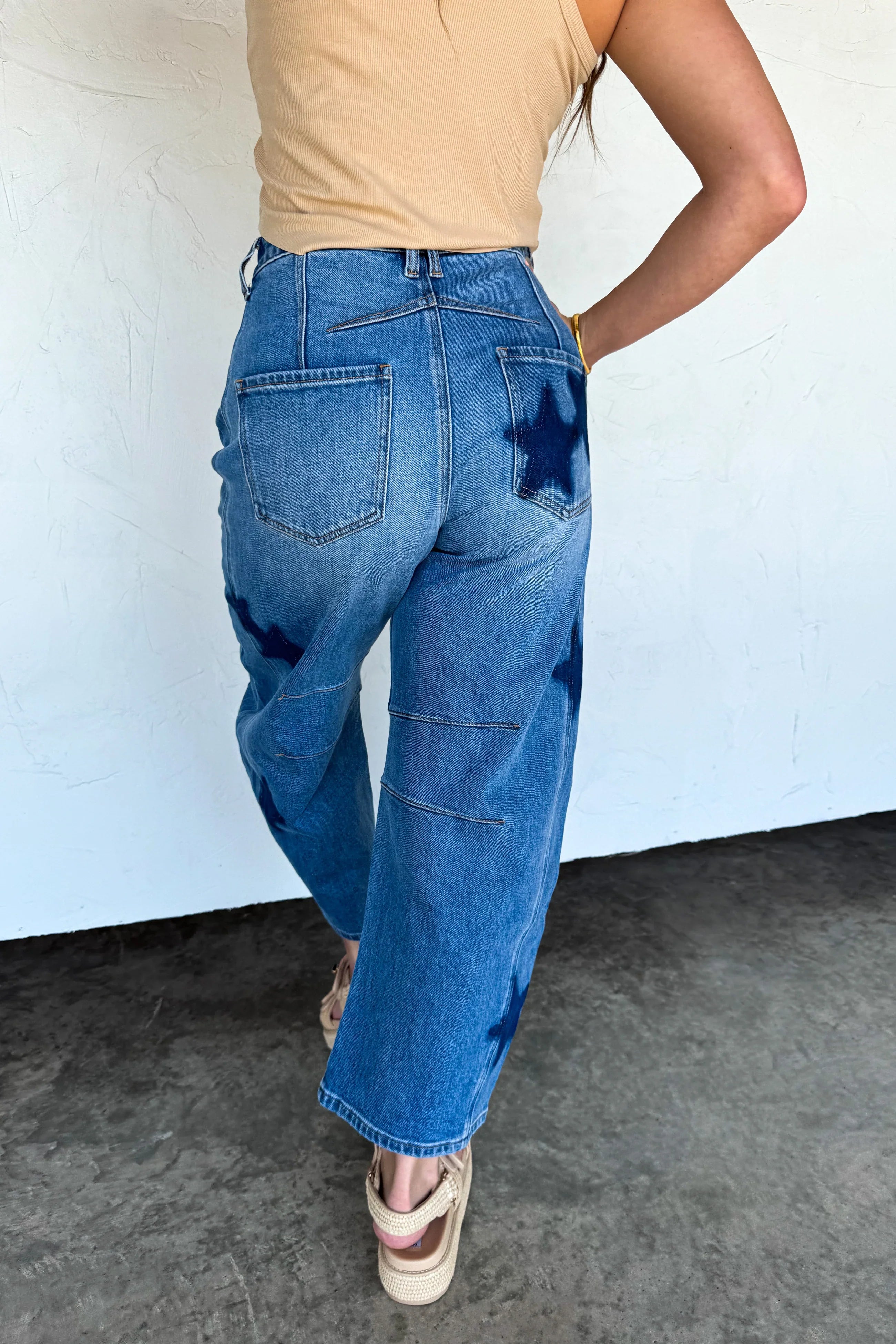 PREORDER: Born to Shine Barrell Jean - High Waist Distressed Denim Jeans for Women | Perfect for Casual Outfits, Night Out, and Street Style Fashion