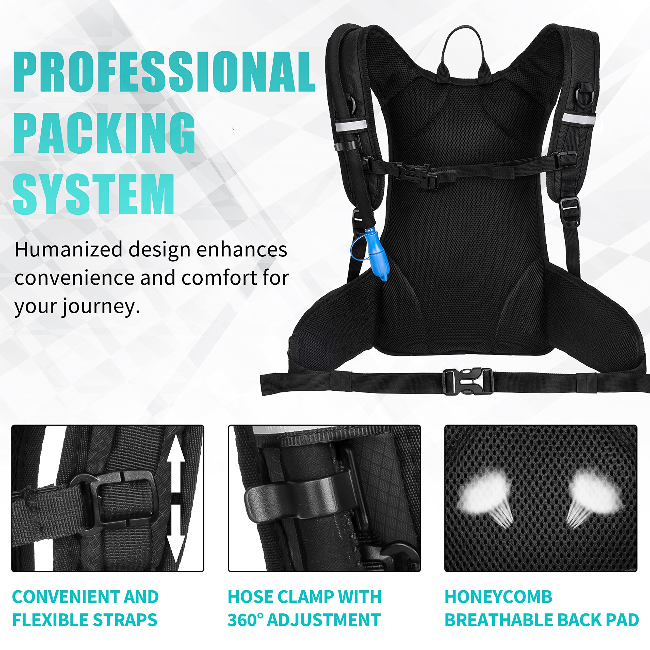 Miracol Insulated 2L Hydration Pack - Lightweight Hiking Water Backpack with Leakproof Bladder for Outdoor Adventures and Trail Running