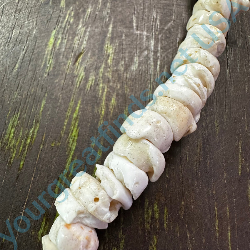Vintage Chunky Chippy White Cone Shell Necklace - Boho Beach Jewelry for Women, Handmade Seashell Pendant Necklace | Perfect for Summer Outfits, Beach Vacations & Boho Fashion Accessories