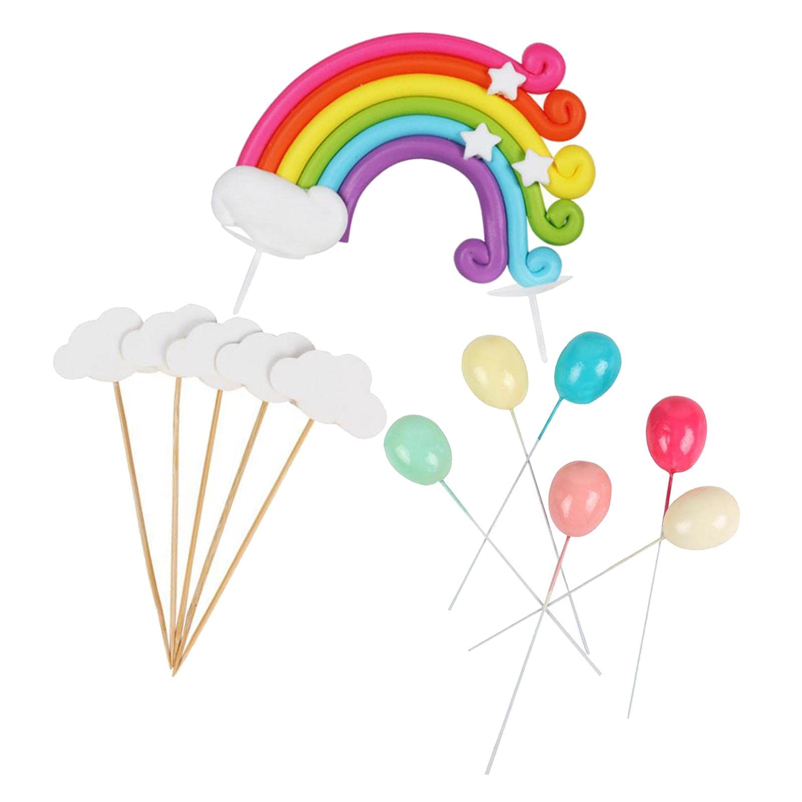 12-Pack Rainbow Cake Toppers for Birthday, Wedding & Baby Shower - Colorful Baking Decorations for Party Supplies & Cake Decorating - Perfect for Festive Celebrations and DIY Desserts
