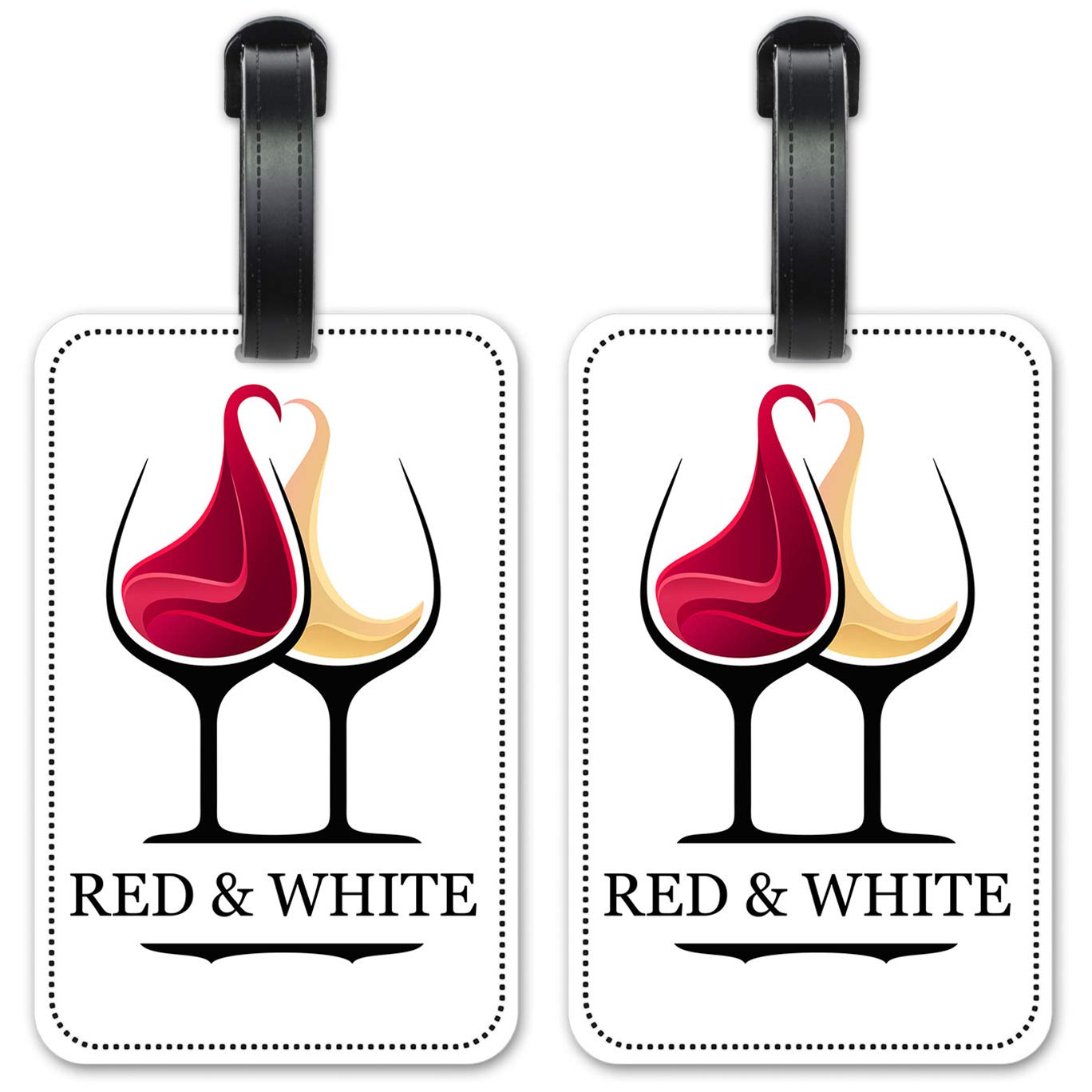 Premium Red & White Wine Luggage ID Tags - Durable Suitcase Identification Cards Set of 2 - Perfect for Travel, Wine Tours & Gift Giving