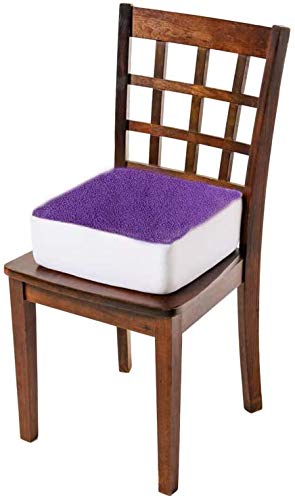 Extra Thick Firm Seat Cushion Booster - 14x14x5 Inch Comfort Foam Pad for Office Chair, Car, Sofa & Patio Furniture - Orthopedic Support & Posture Relief - Purple Fleece Cover (Great for Back Pain, Long Sitting & Driving)