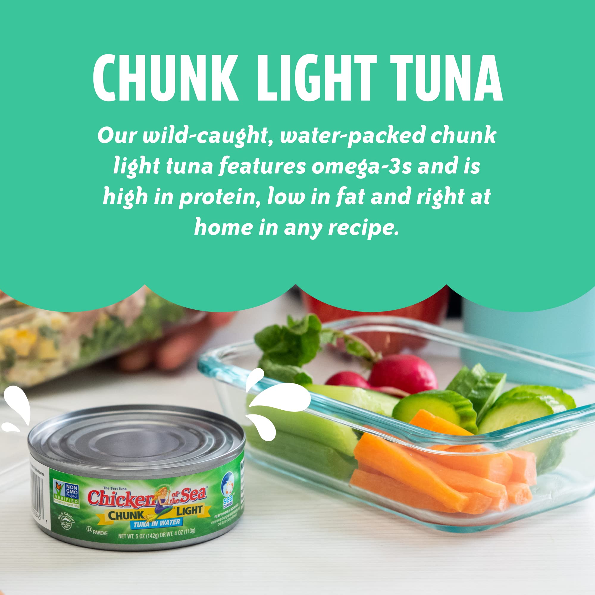 Premium Wild Caught Chunk Light Tuna in Water - 5oz Cans (Pack of 48) | High Protein, Low Mercury | Perfect for Salads, Sandwiches & Meal Prep