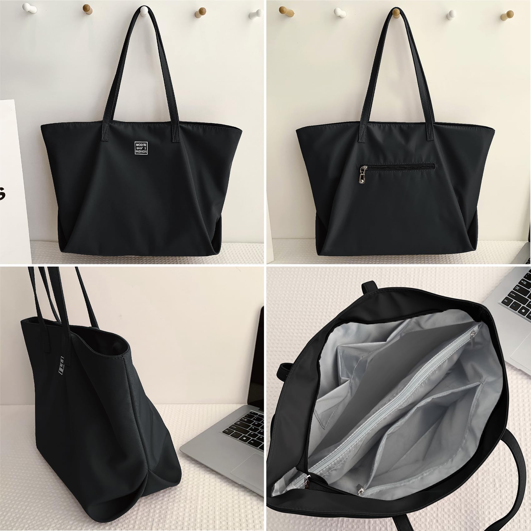MAYMOONER Women's Canvas Tote Bag - Stylish School Handbag for Women, Casual Crossbody Shoulder Bag with Spacious Pocket | Perfect for Work, Travel, Shopping & Daily Use
