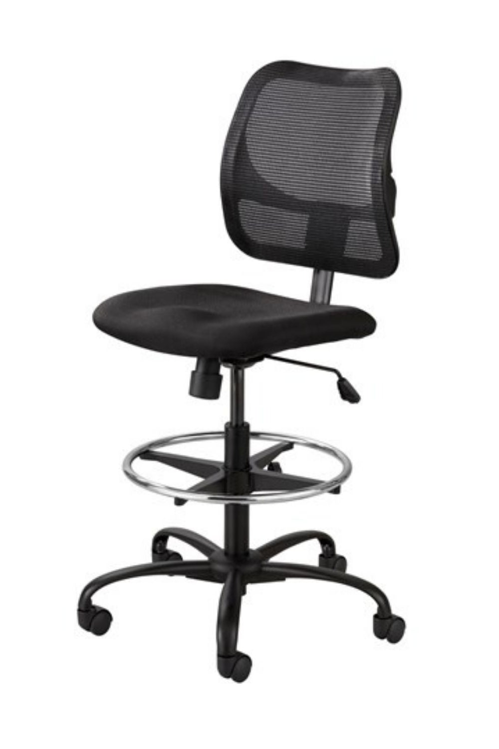 Safco Vue Black Extended Height Vinyl Chair 3395B - Adjustable Office Chair for Home & Work, Ergonomic Desk Chair with Wheels for Comfortable Seating