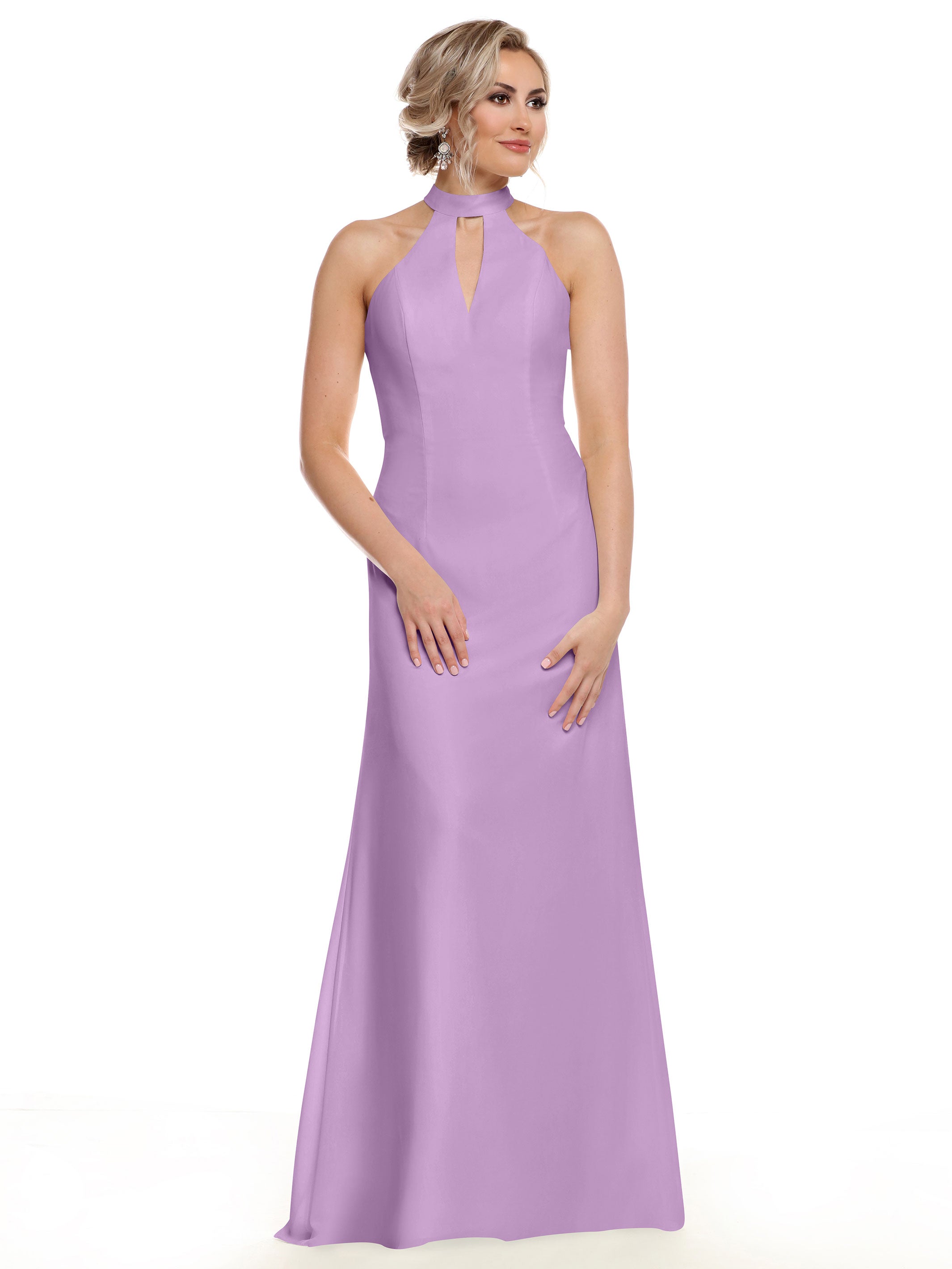 Elegant 80138 Chiffon A-Line Bridesmaid Dress with Keyhole Halter Neckline - Perfect for Weddings, Formal Events & Special Occasions