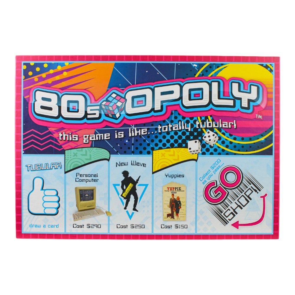 80s Opoly Retro Board Game - Classic 1980s Nostalgia Family Game for Adults & Kids - Perfect for Game Nights, Parties & Collectors