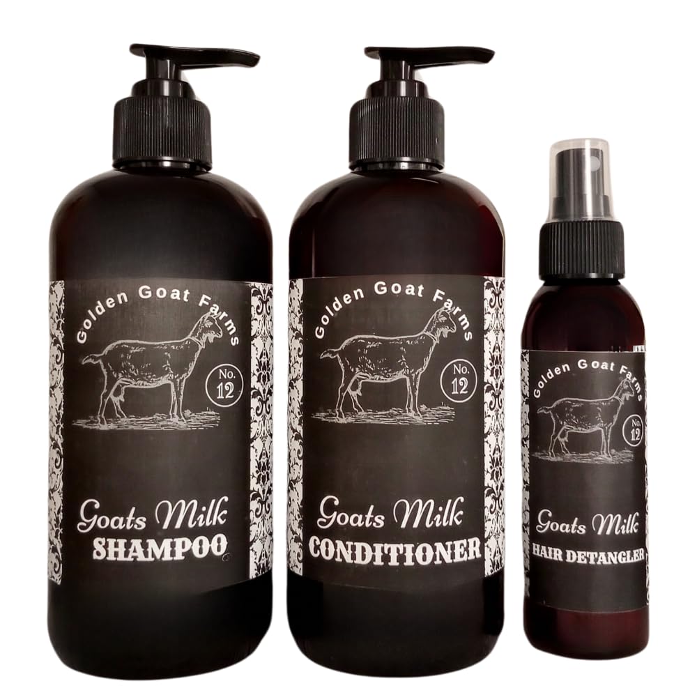 Golden Goat Farms Goat Milk Shampoo & Conditioner Set - Warm Apple Crisp Scented Hair Detangler (16 Oz) for Dry, Damaged Hair - Perfect for Fall & Winter Hair Care Routine