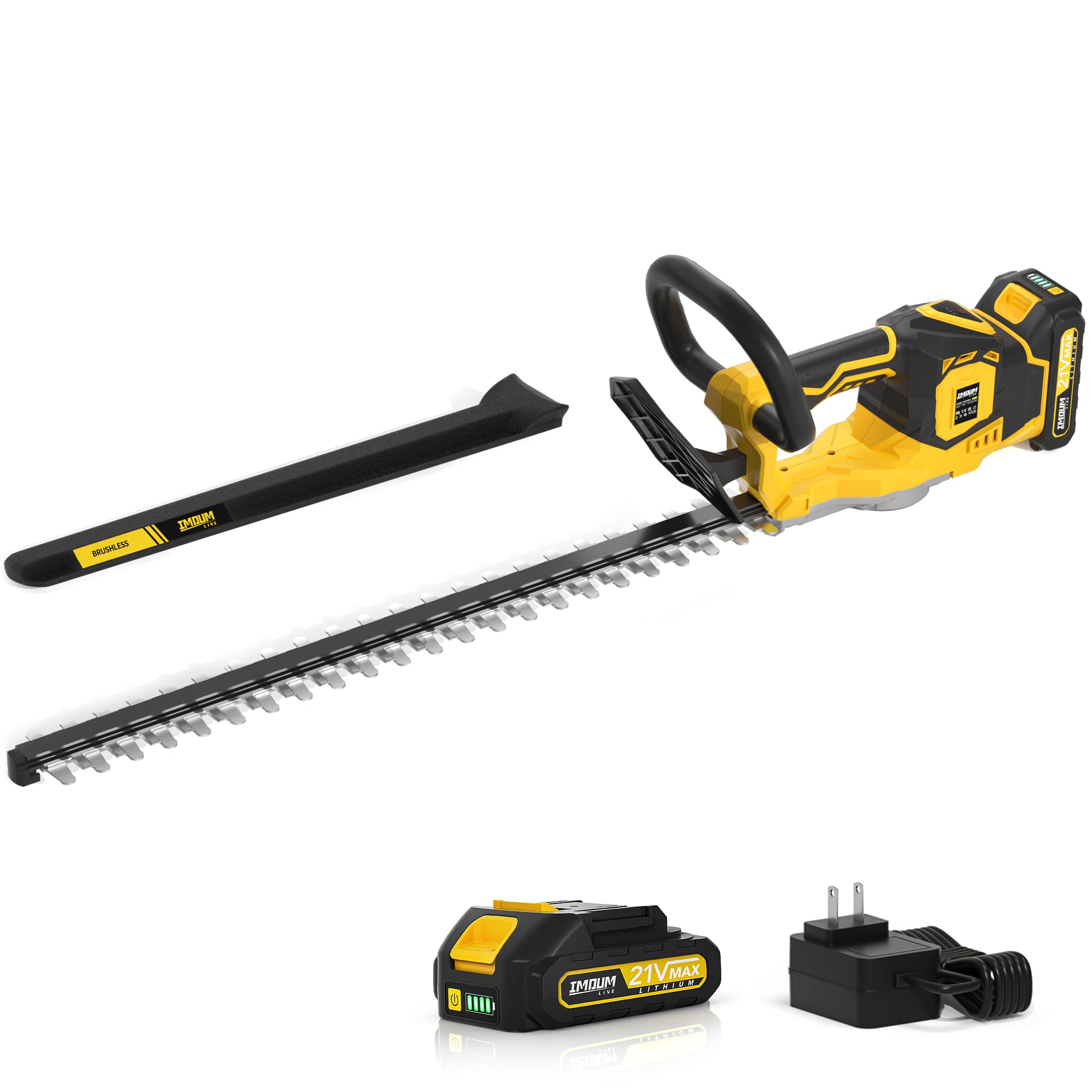 Cordless Hedge Trimmer with Battery & Charger - 22 Inch Electric Bush & Shrub Trimmer, Lightweight (4.4 lbs) Brushless Motor for Powerful Cutting - Perfect for Lawn, Garden & Landscaping Maintenance