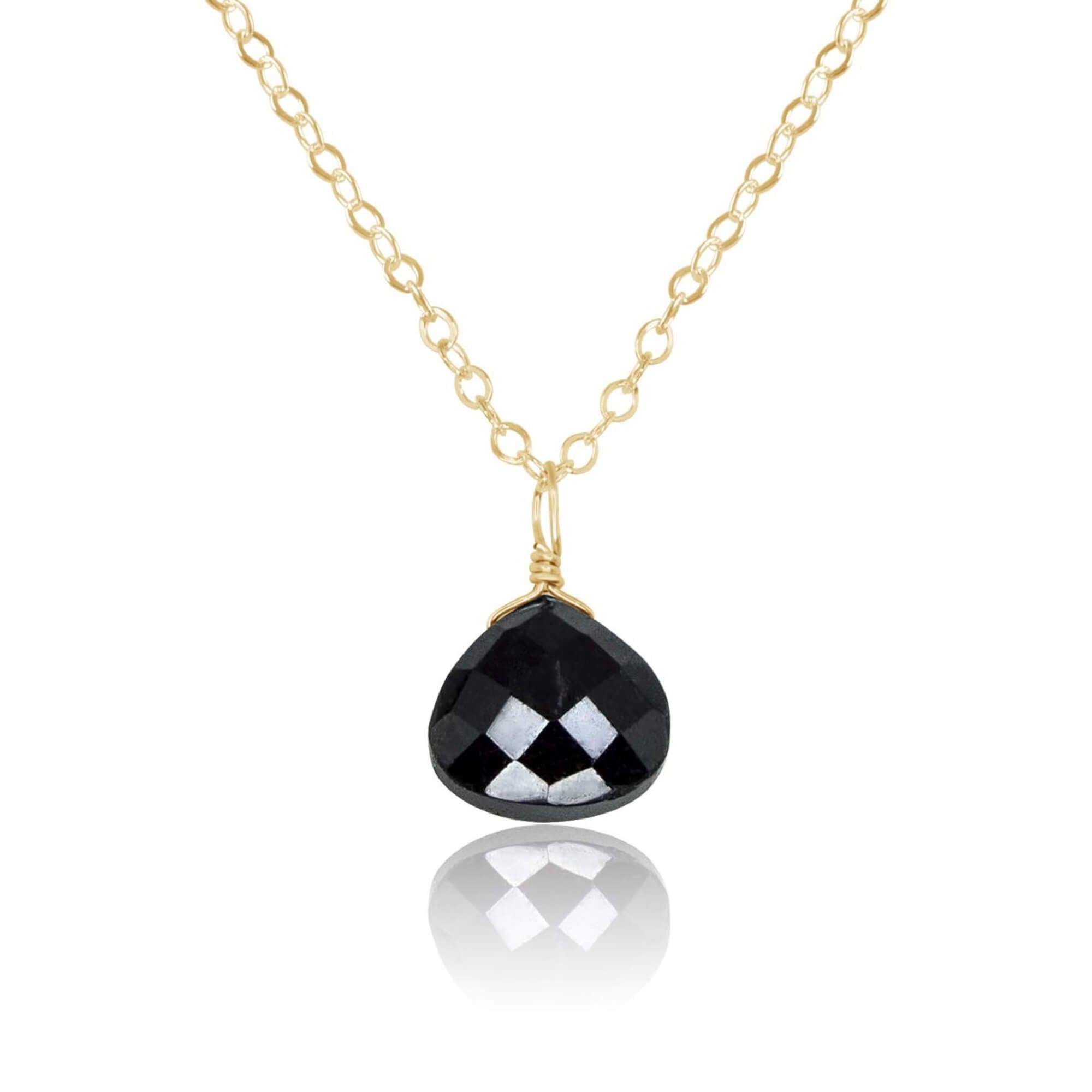 Elegant Black Onyx Teardrop Crystal Pendant Necklace for Women - Perfect for Everyday Wear, Gift Giving & Special Occasions