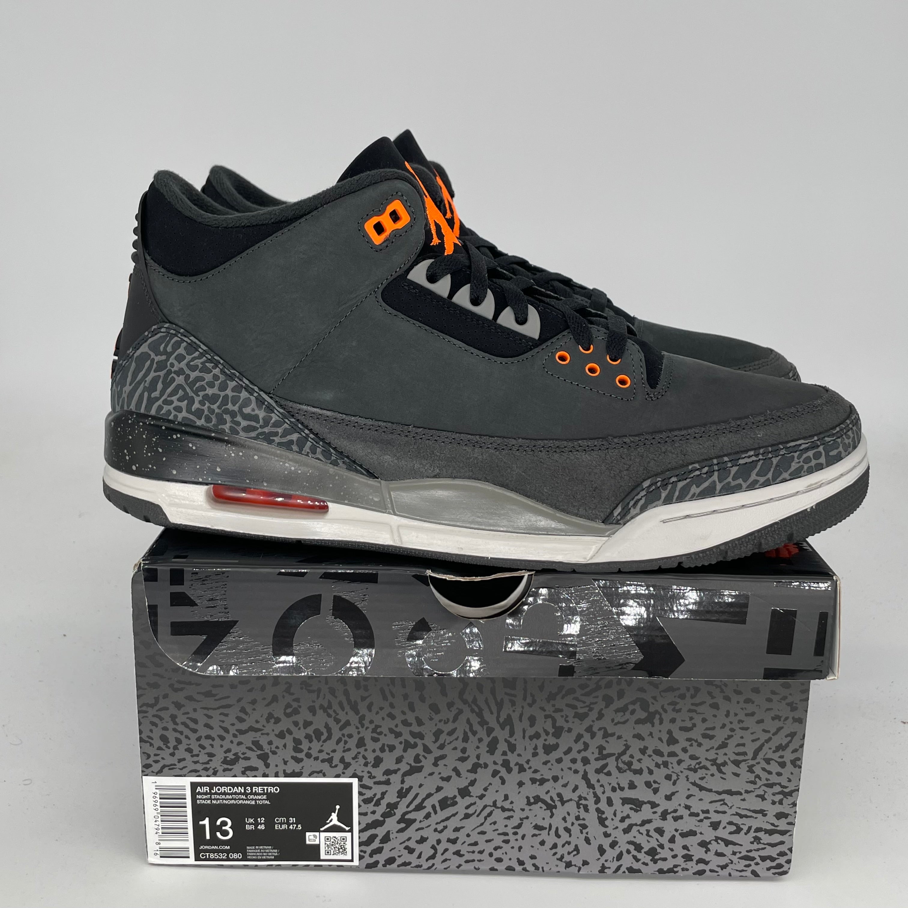 AIR JORDAN 3 FEAR Basketball Shoes Men's Size 13 - Retro Style Sneakers CT8532-080 for Streetwear & Casual Outfits