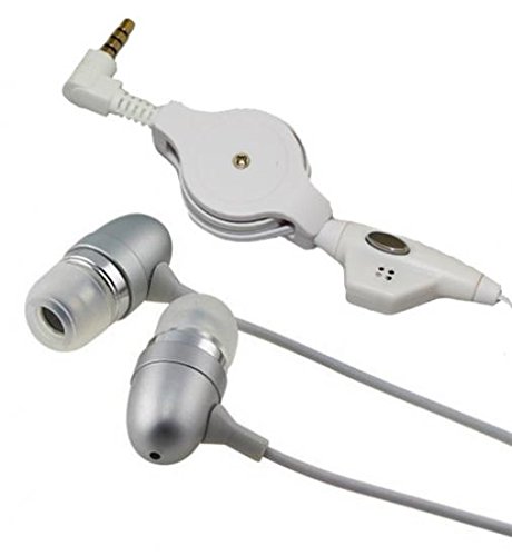 Retractable Wired Headphones with Mic - 3.5mm Hands-Free Earpiece for TCL 30 XE 5G & Tab 8 - Perfect for Workouts, Commuting & Office Calls
