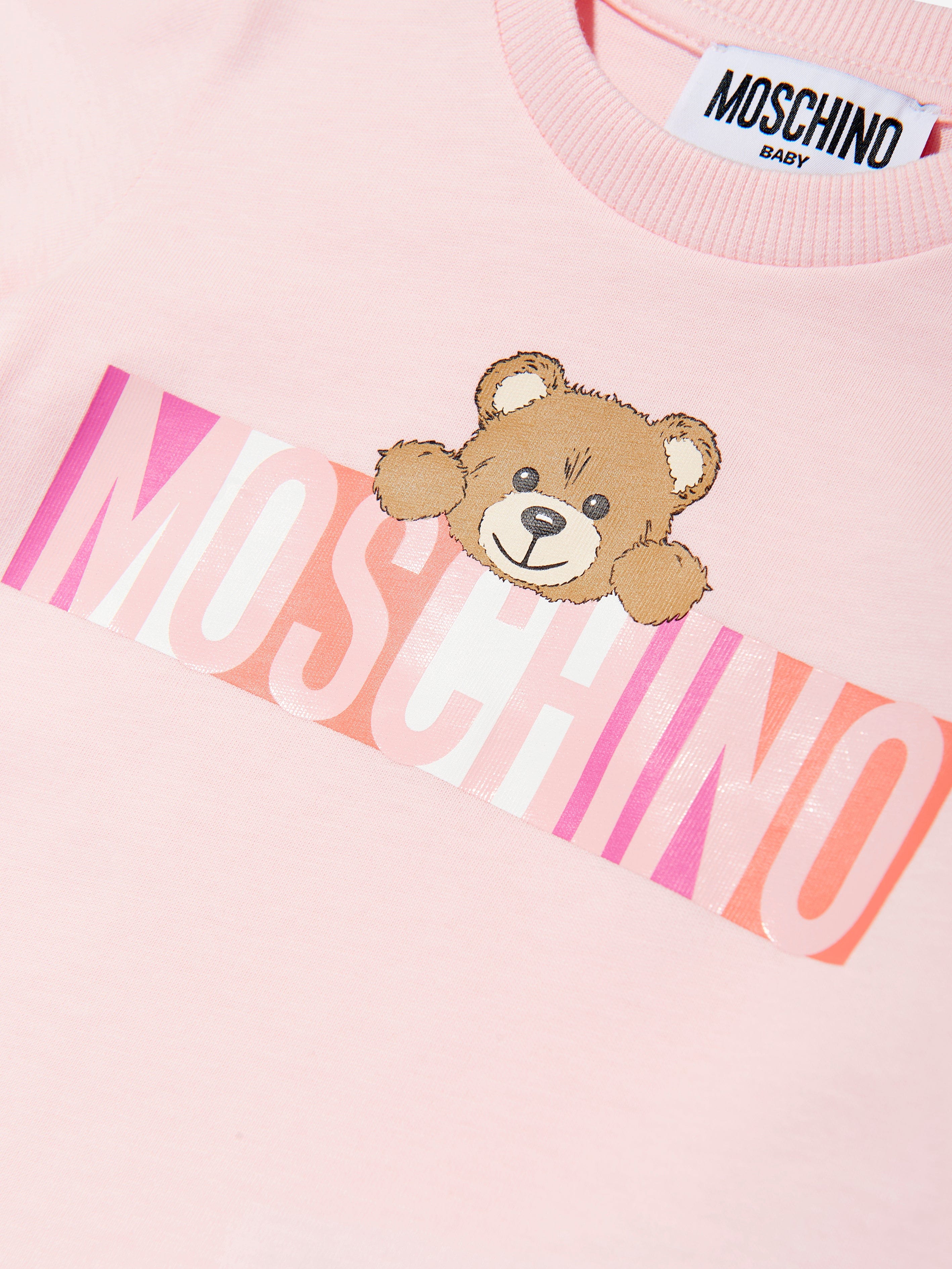 Adorable Pink Bear Logo Baby Girls T-Shirt - Soft & Comfortable Cotton Tee for Toddler Playtime & Casual Outings