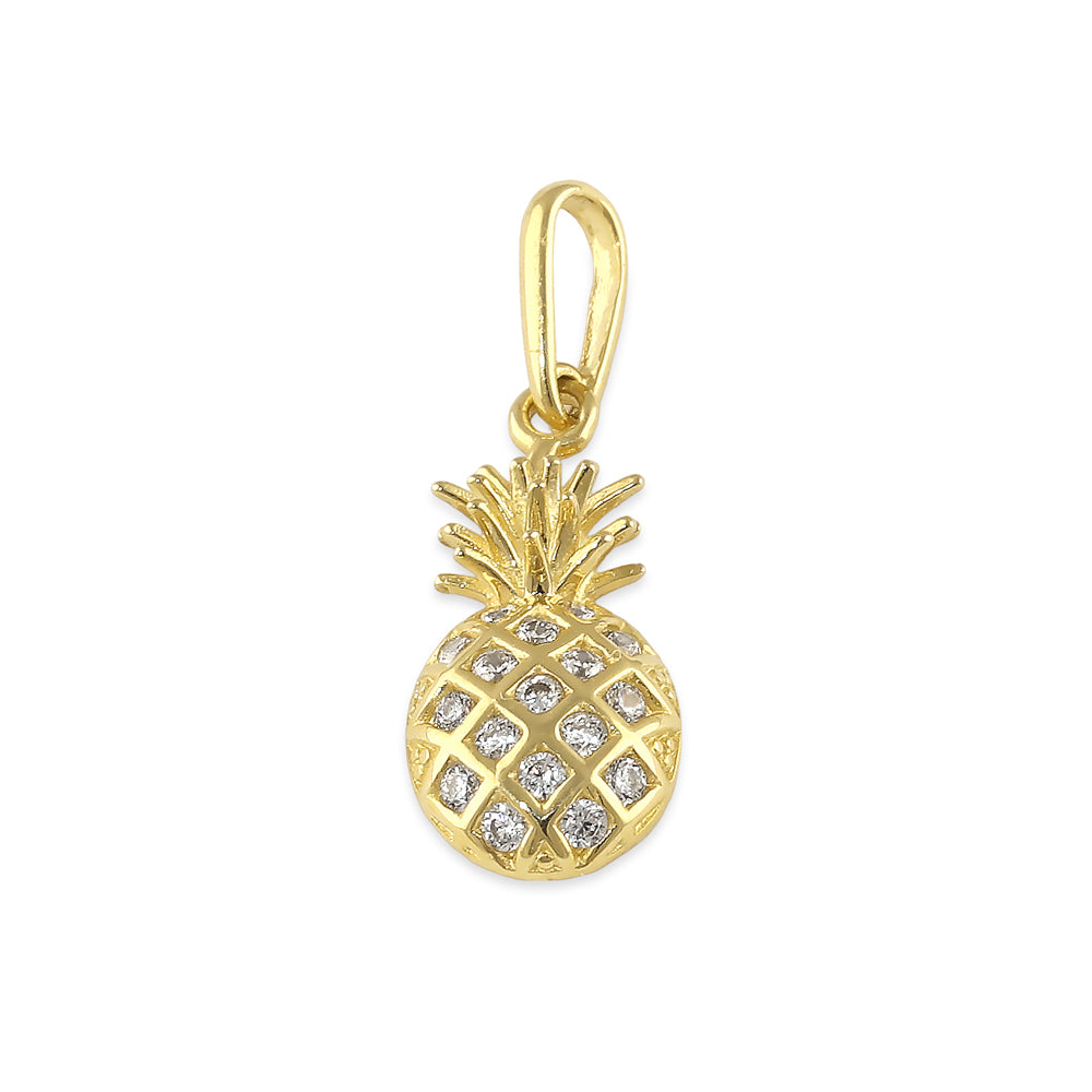 14K Solid Gold Pineapple Pendant with Cubic Zirconia - Elegant Jewelry Gift for Women, Perfect for Everyday Wear & Special Occasions