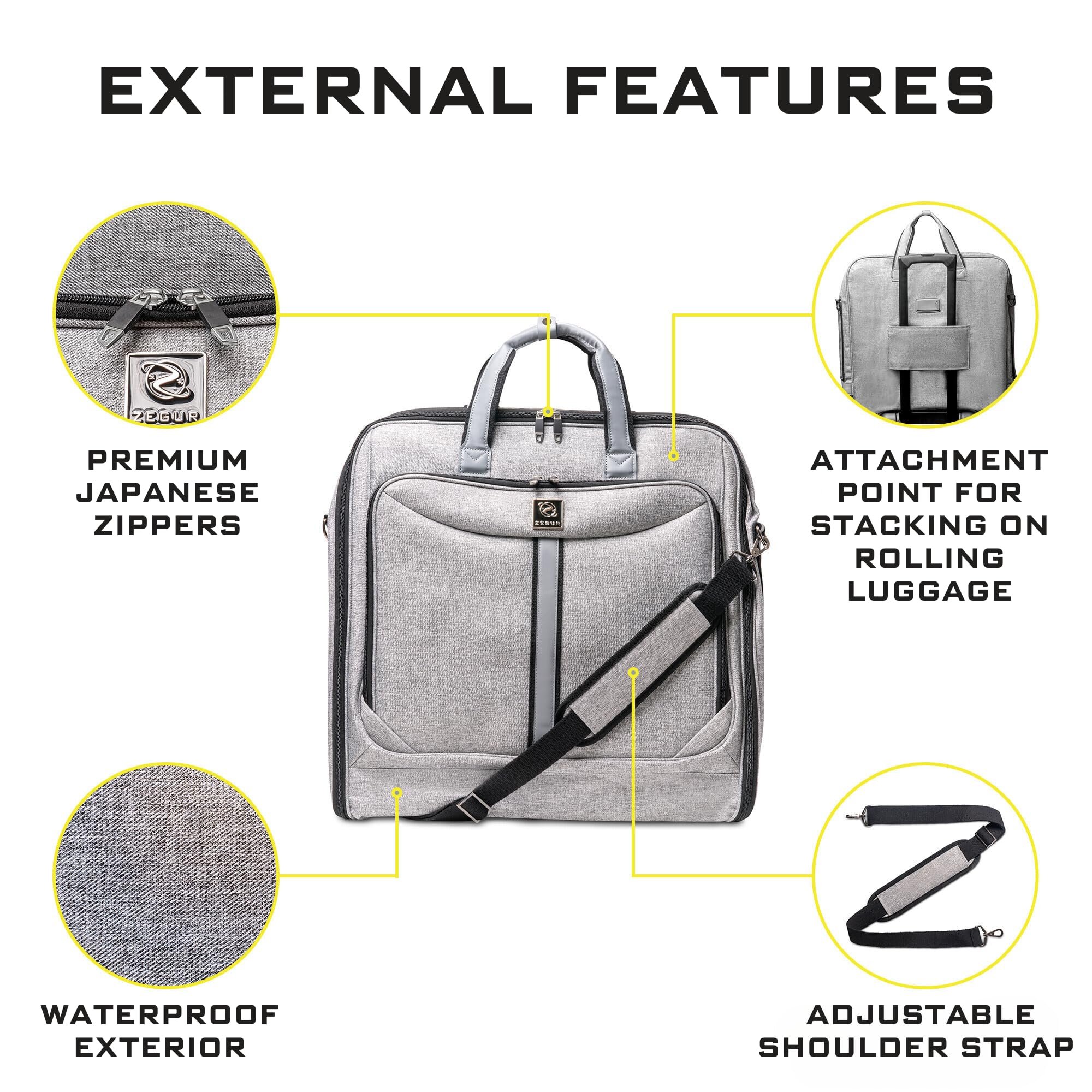 Premium Suit Carry-On Garment Bag for Travel & Business - Durable Shoulder Strap & Wrinkle-Free Design - Perfect for Airplane, Wedding, Interview & Formal Occasions