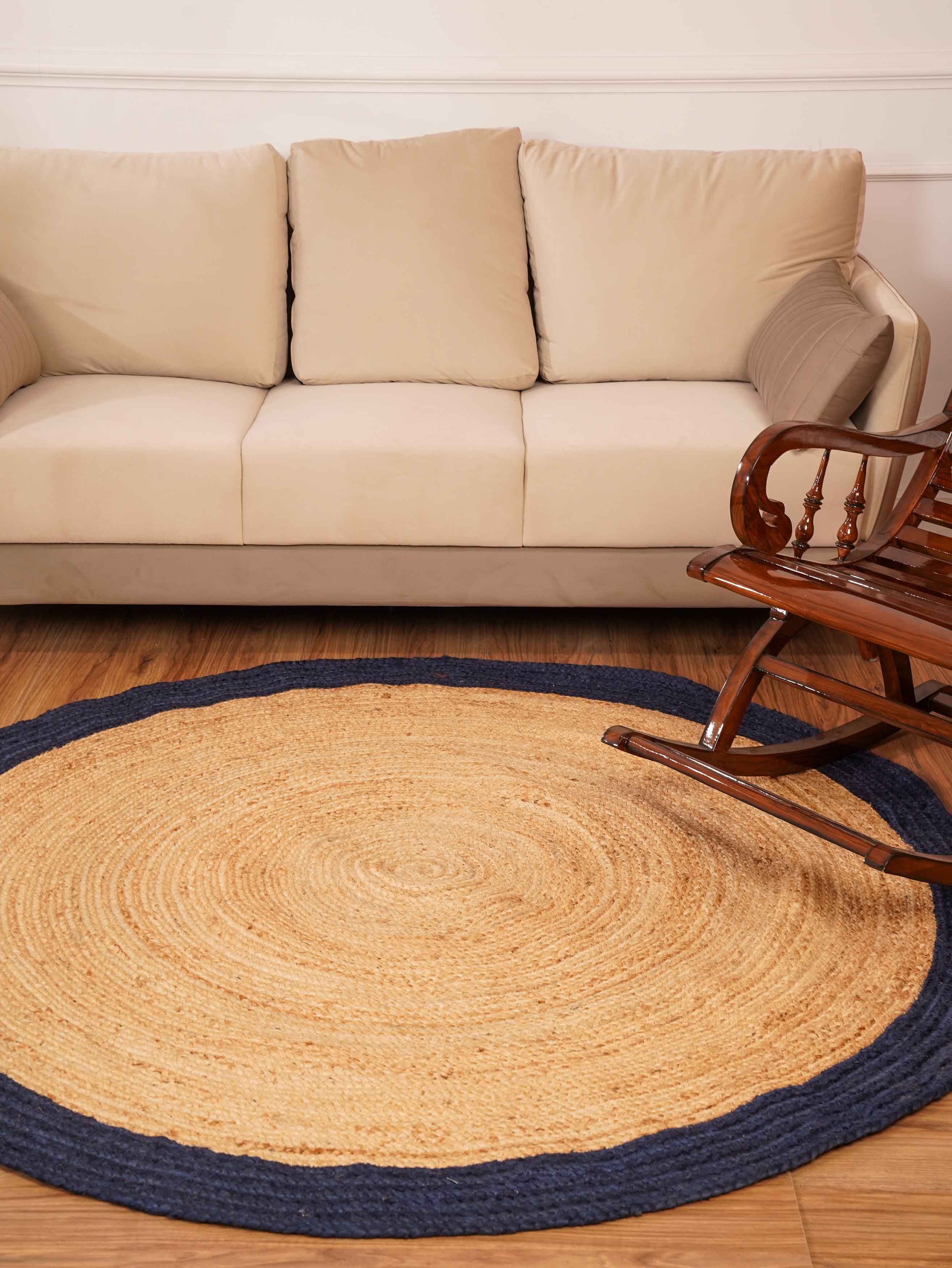 Handwoven Jute Braided Area Rug - Natural Eco-Friendly Floor Mat for Living Room, Bedroom, or Patio Decor