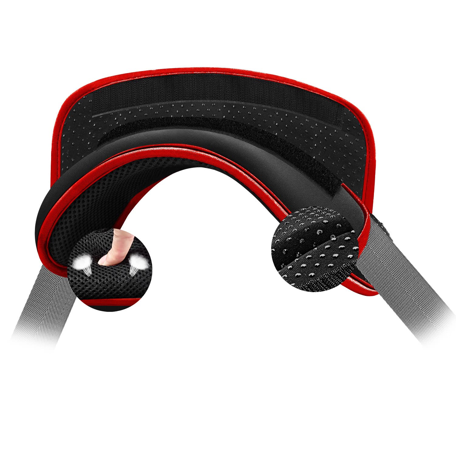 Ultra Thick ZINZ Universal Shoulder Pad for Bags & Luggage - Anti-Slip, Breathable, Long Strap (Black-Red Edge) - Perfect for Travel, Commuting & Daily Carry