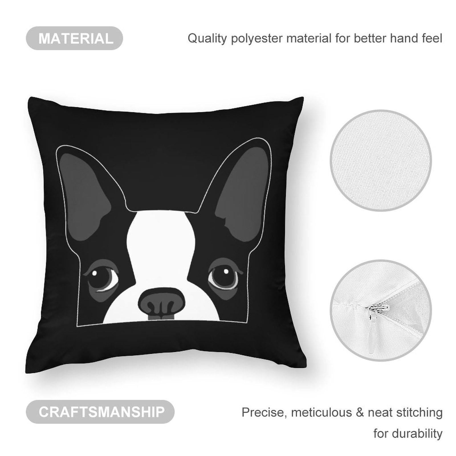 French Bulldog Head Polyester Pillow Cases - Soft & Smooth Cushion Covers for Sofa, Bed, Living Room Decor (32x32 Inches, 1 Piece) - Perfect for Home Decor, Gifts, and Pet Lovers