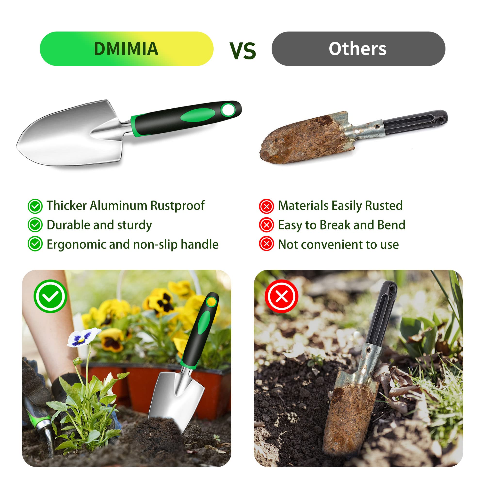 10-Piece Heavy Duty Garden Tool Set with Plant Grow Bags & Tote - Rustproof Gardening Kit for Women & Men - Perfect for Planting, Weeding & Outdoor Yard Work