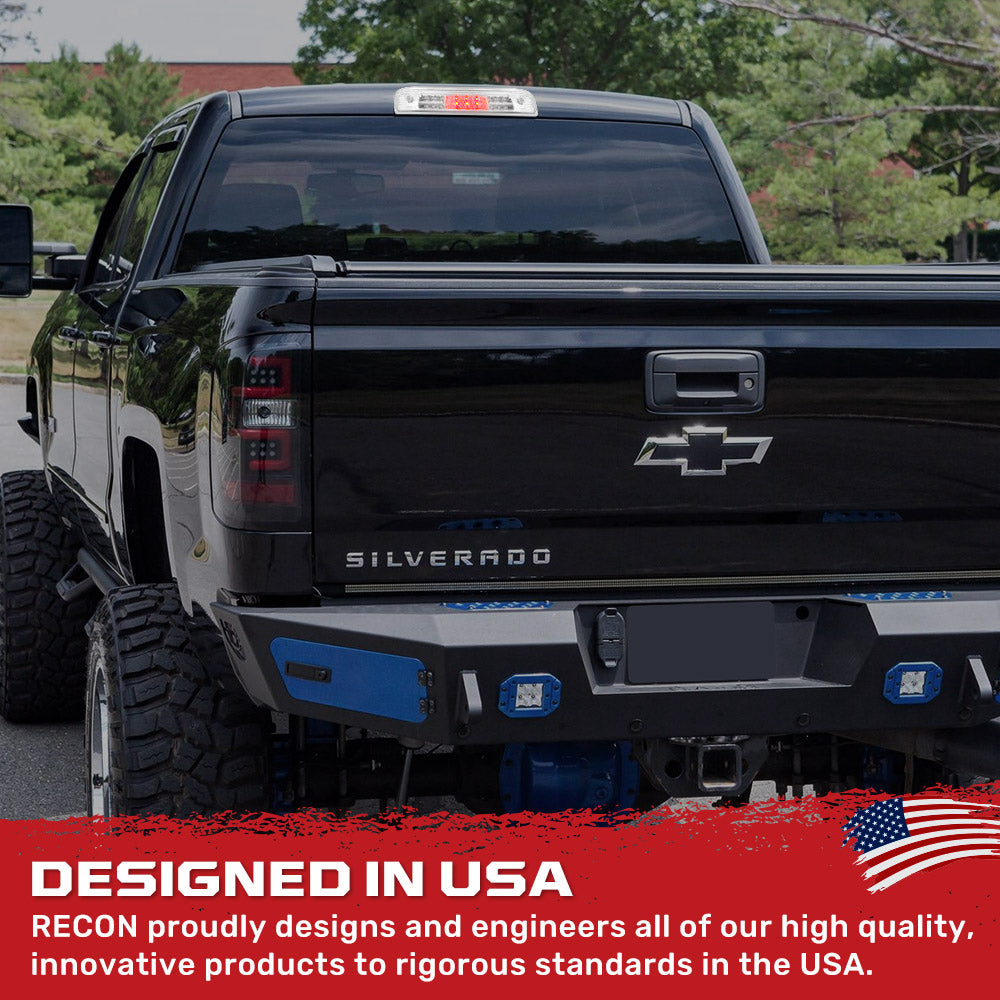GMC Sierra & Chevy Silverado (3rd GEN) 1500 2014-2018 Red LED Third Brake Light Kit with White LED Cargo Lights - Clear Lens - Upgrade for Truck Safety & Night Visibility - Perfect for Off-Roading & Hauling