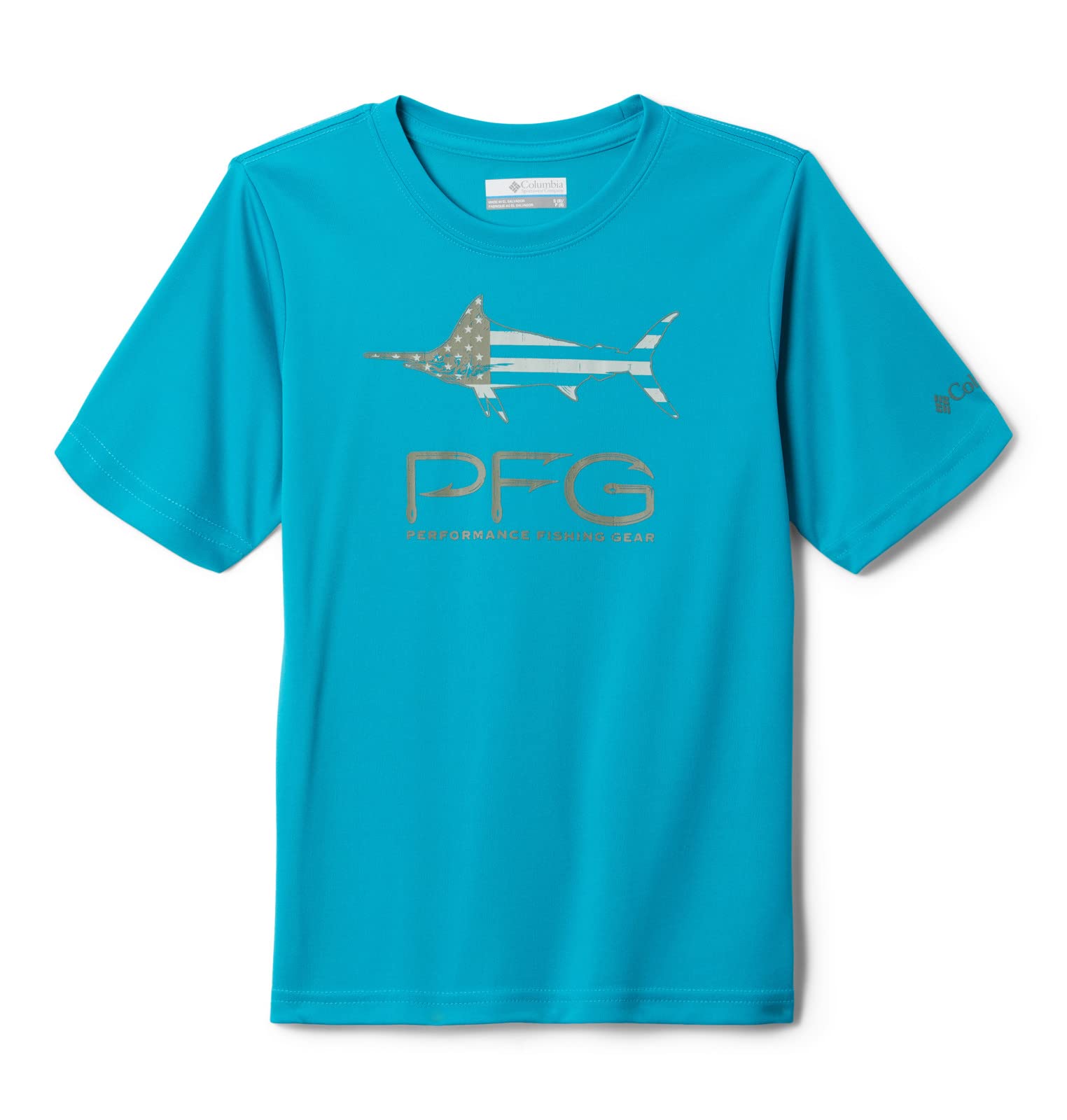 Columbia Boys' Terminal Tackle PFG Marlin America Short Sleeve Fishing Shirt - UPF 50 Sun Protection, Quick-Dry Fabric for Outdoor Fishing & Water Activities